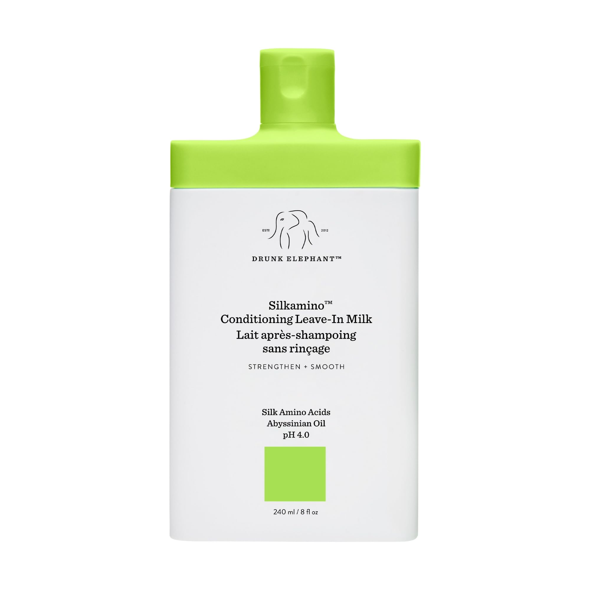 Drunk Elephant Silkamino – bouteille 240 ml, lait soin hydratant démêlant