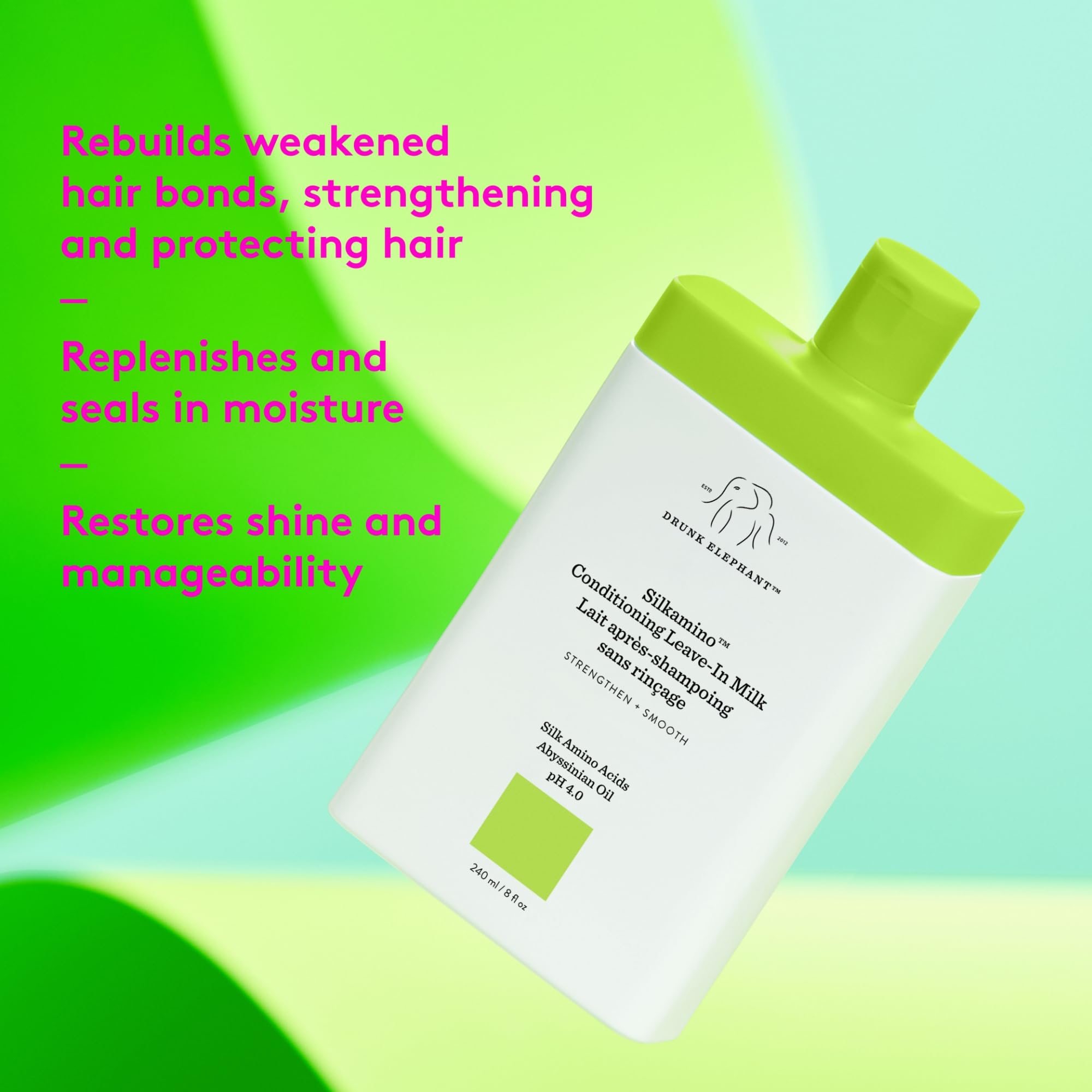 Texture crème légère qui glisse sur cheveux humides pour démêlage facile