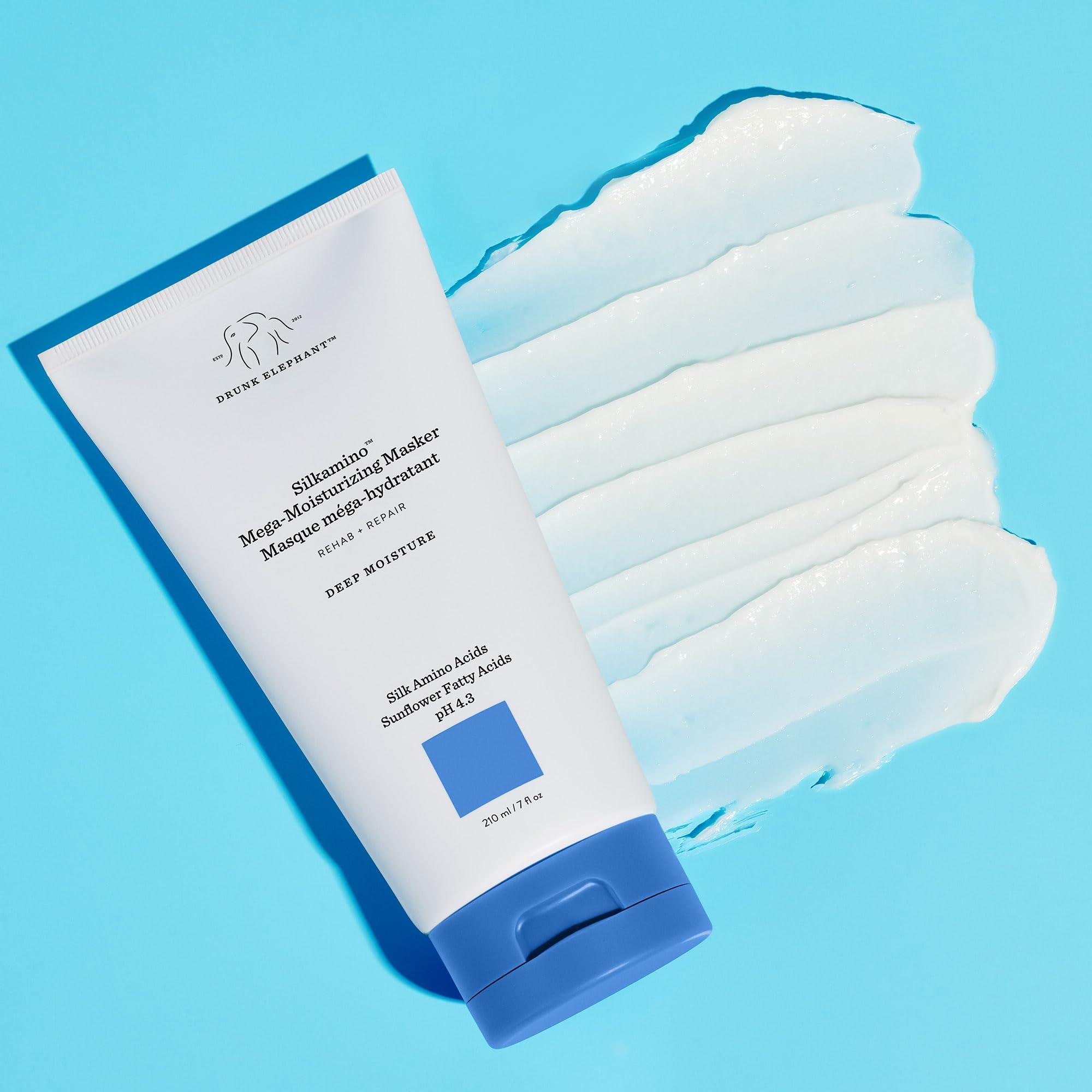 Drunk Elephant Silkamino: masque crème intense pour soin profond des longueurs.