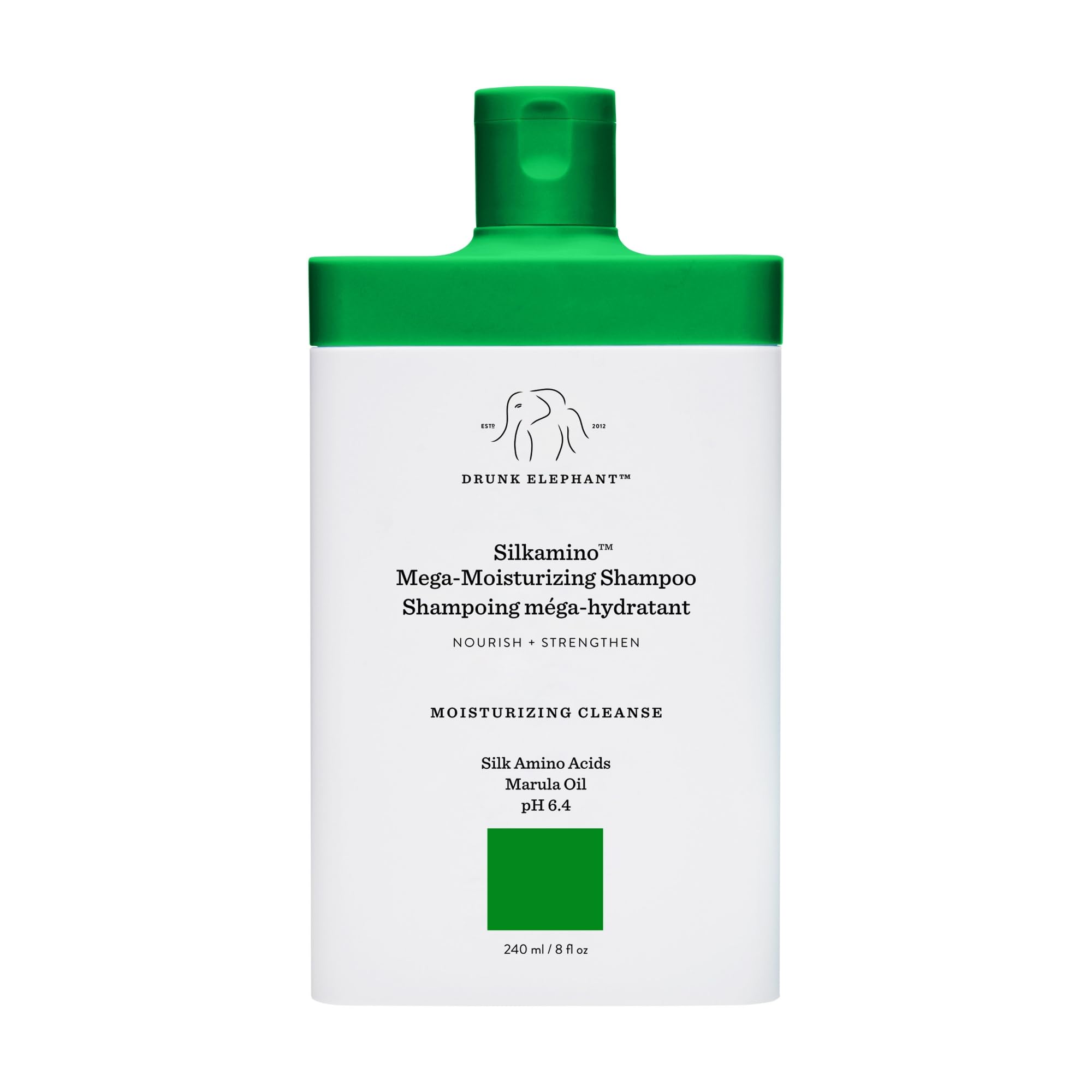 Drunk Elephant Silkamino – aperçu de la bouteille, douceur capillaire.
