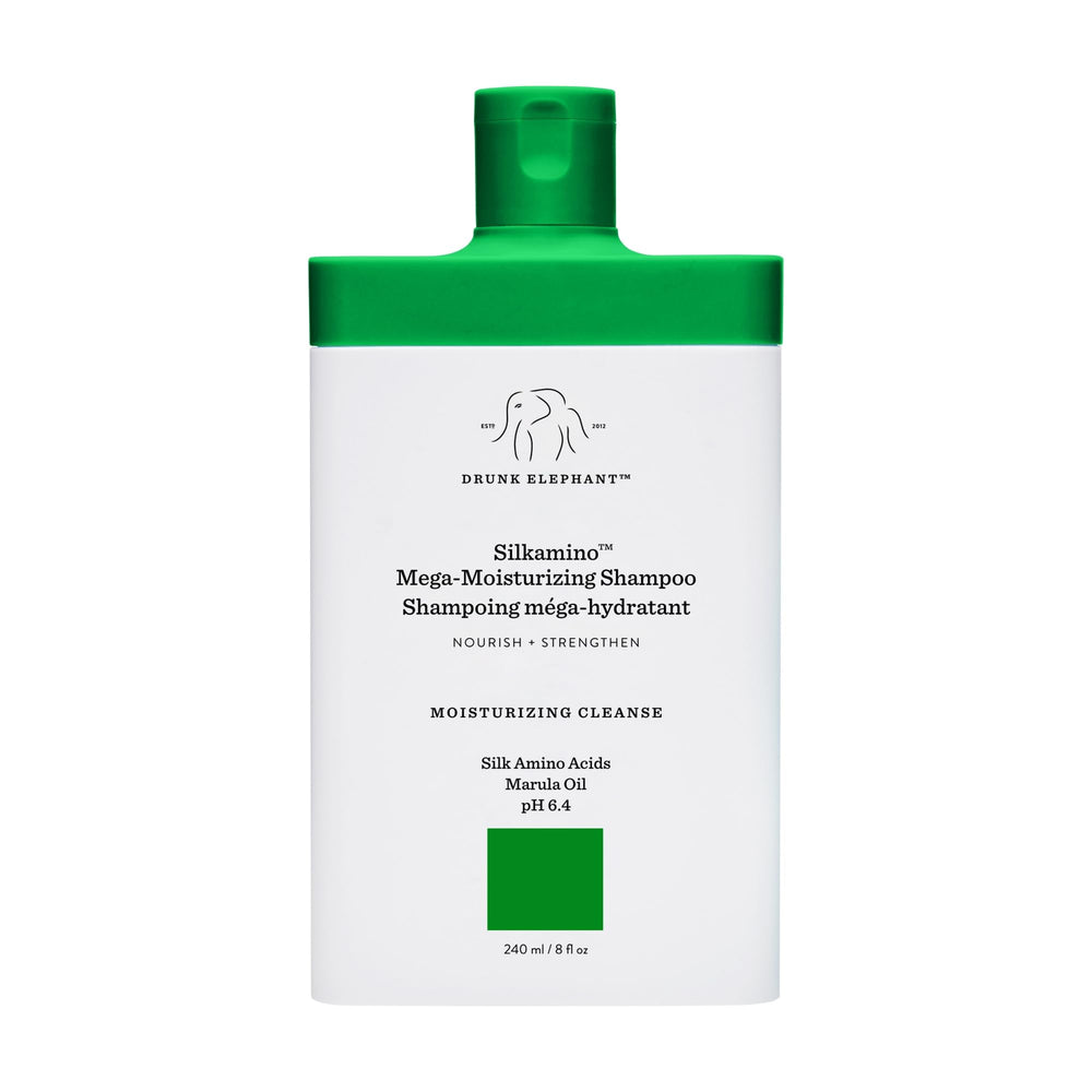 Drunk Elephant Silkamino – aperçu de la bouteille, douceur capillaire.