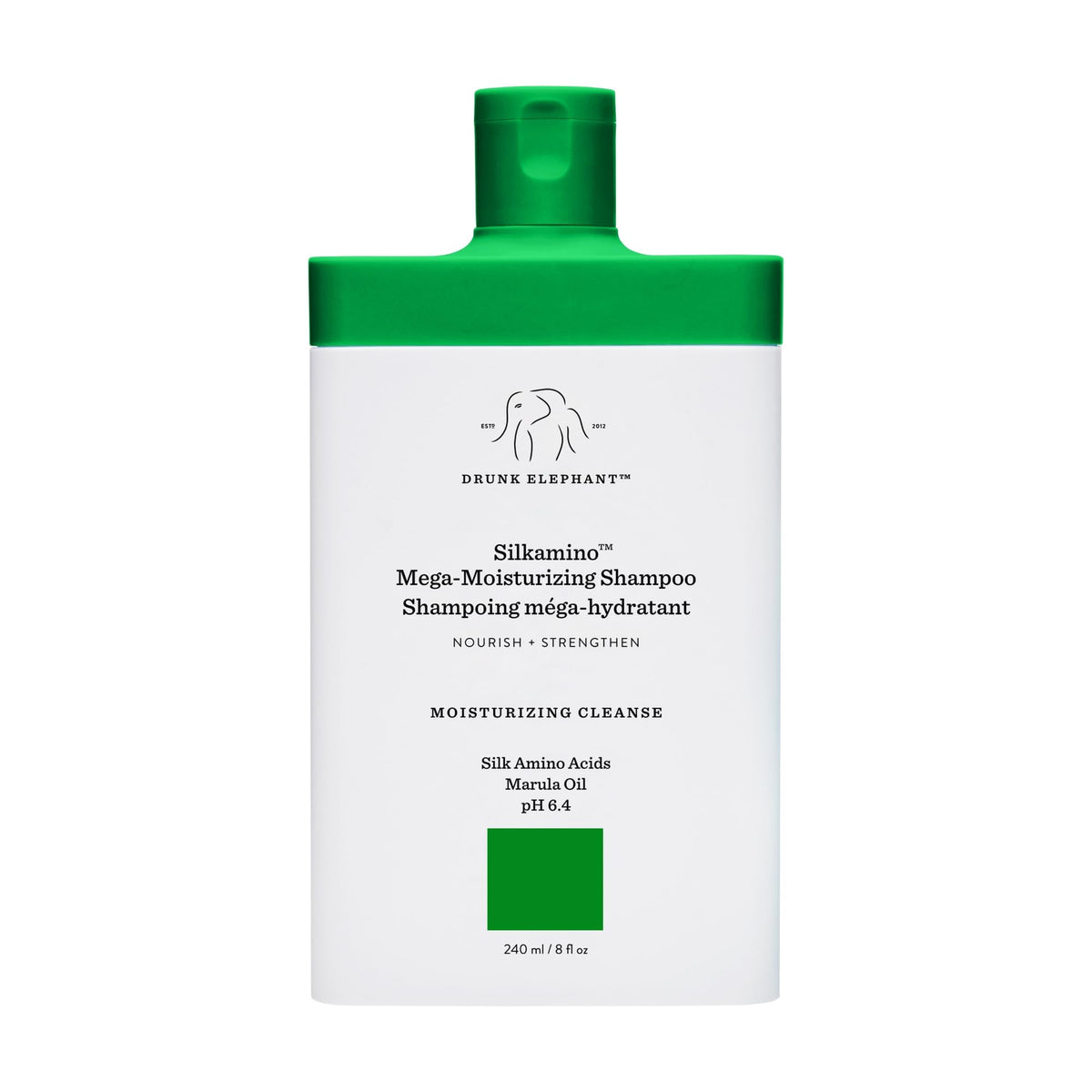 Drunk Elephant Silkamino – aperçu de la bouteille, douceur capillaire.