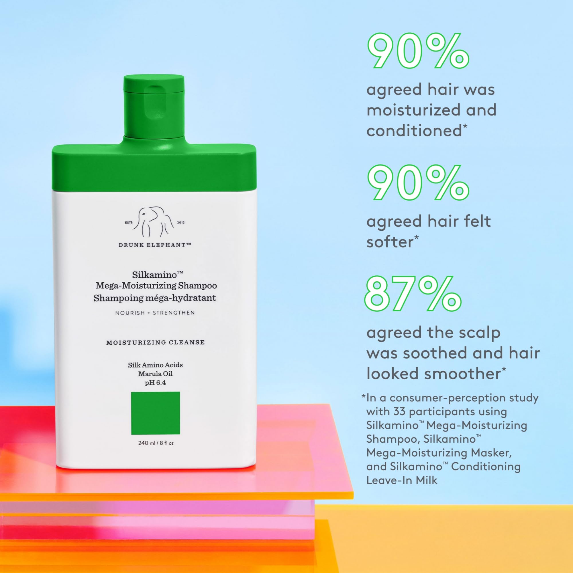 Silkamino – lavage des cheveux pour une brillance légère.