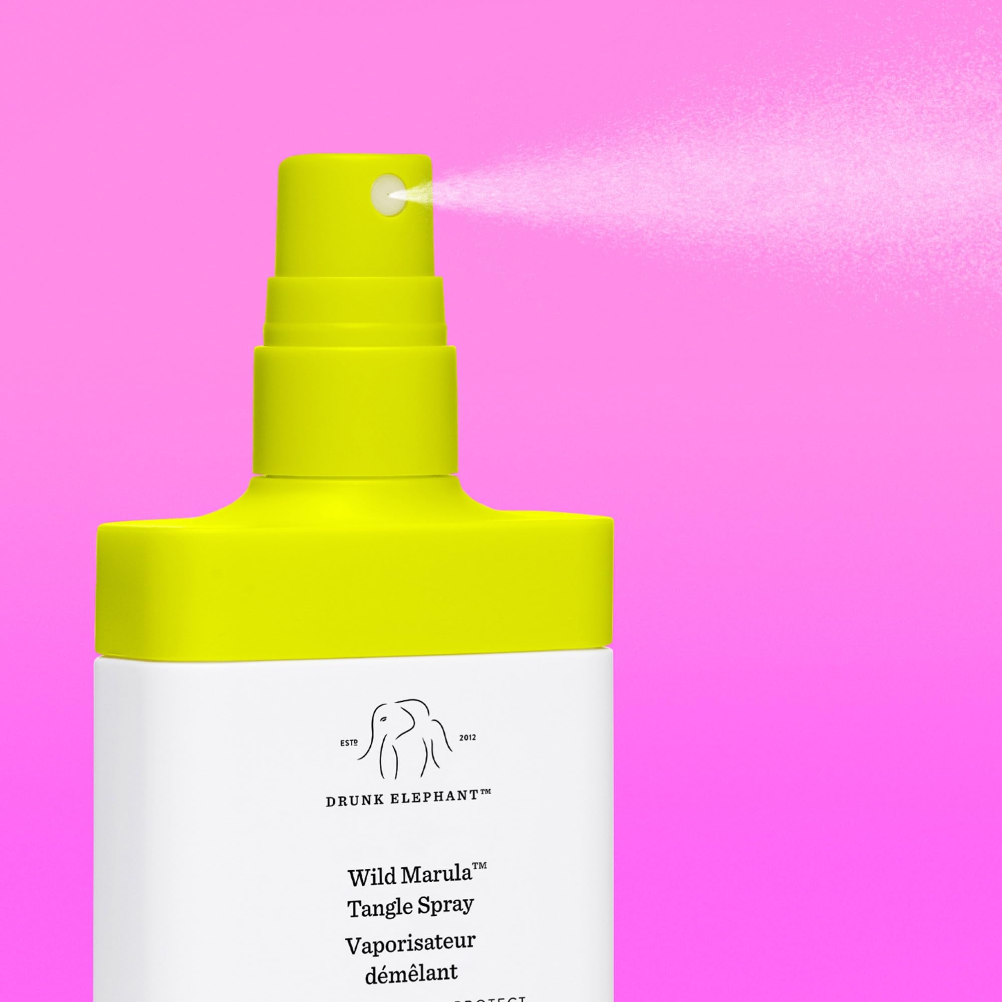 Drunk Elephant Wild Marula Tangle Spray – Fermentoil pour anti-frizz et douceur.