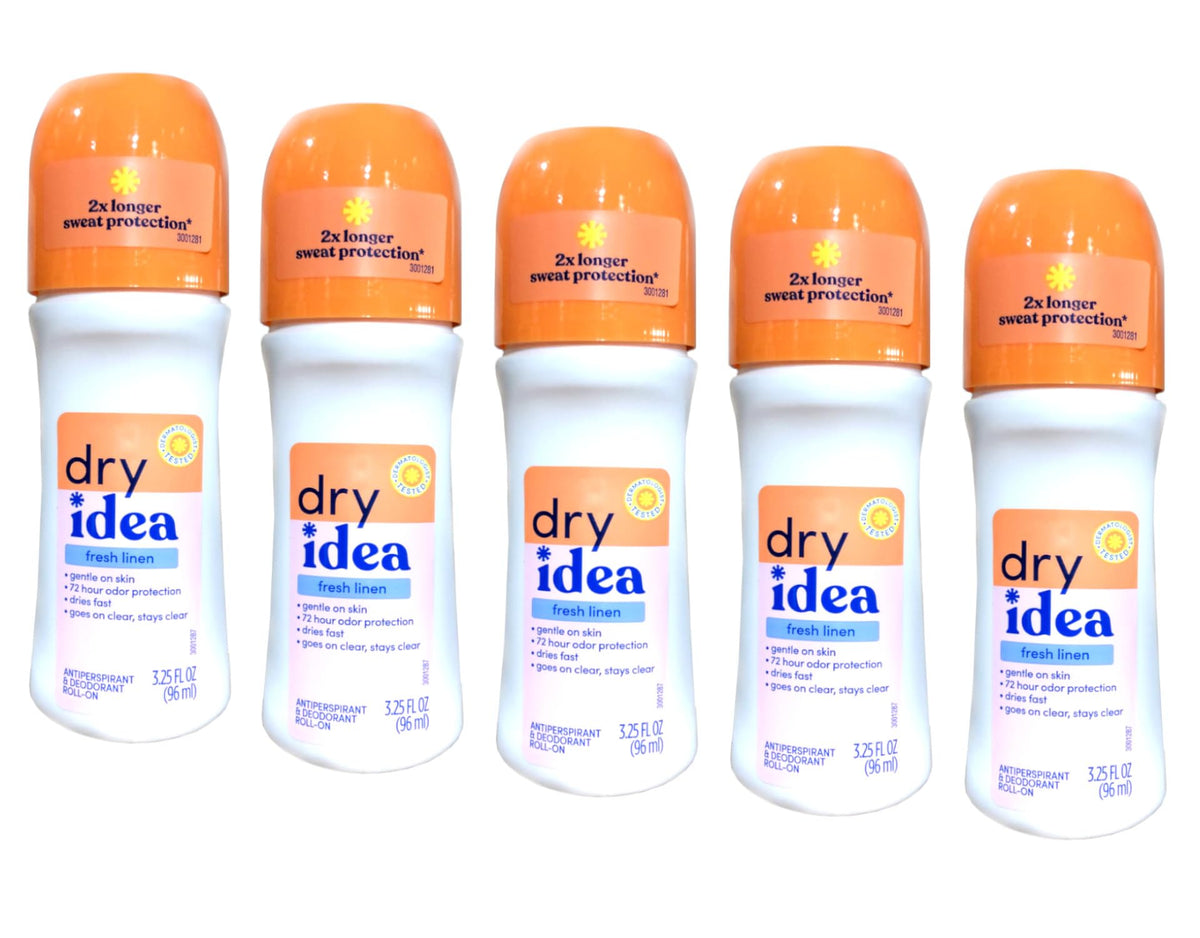 Dry Idea Fresh Linen Roll-On en bouteille, fraîcheur durable.