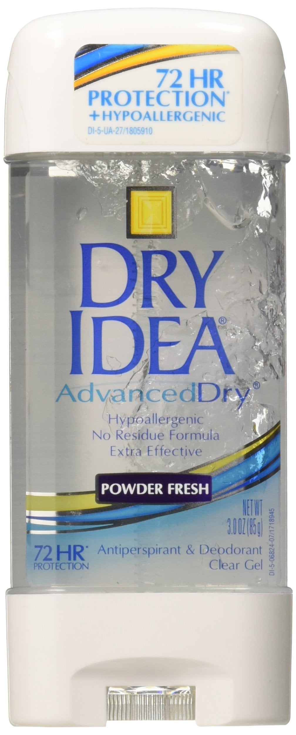 Dry Idea gel clair antitranspirant poudre fraîche pour une sensation légère.