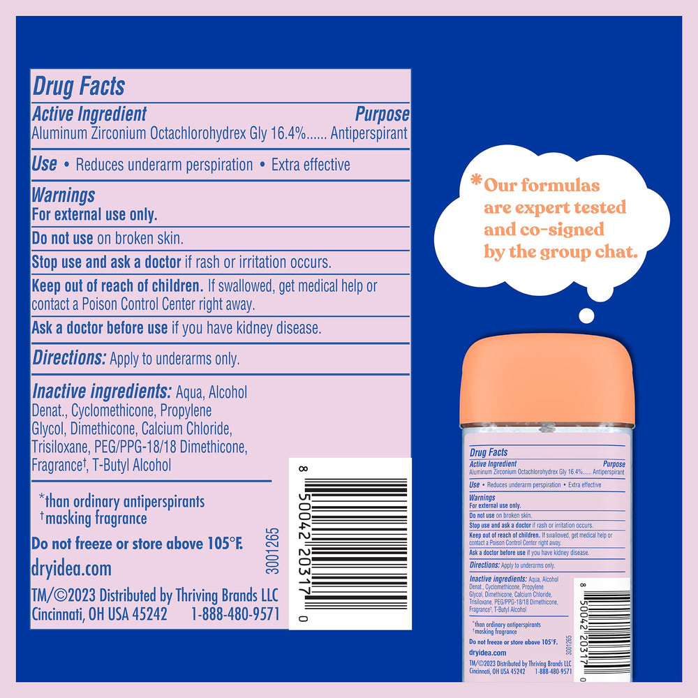 Dry Idea gel déodorant femme – sans alcool pour peau douce.