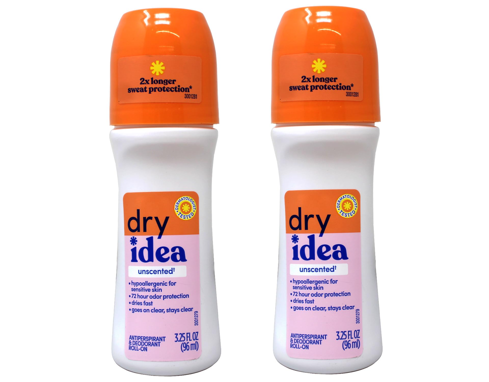 Dry Idea Roll-On Sans Parfum — bouteille compacte prête à l’emploi et discrète.