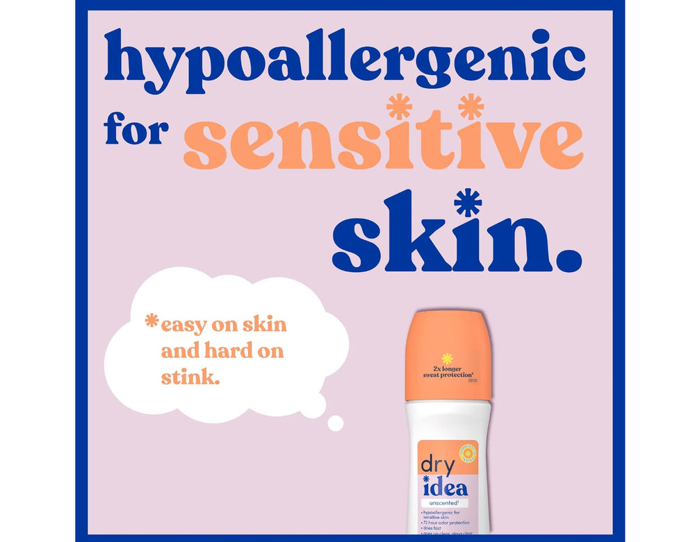 Dry Idea Roll-On Sans Parfum — protection fiable jusqu’à 72 heures.
