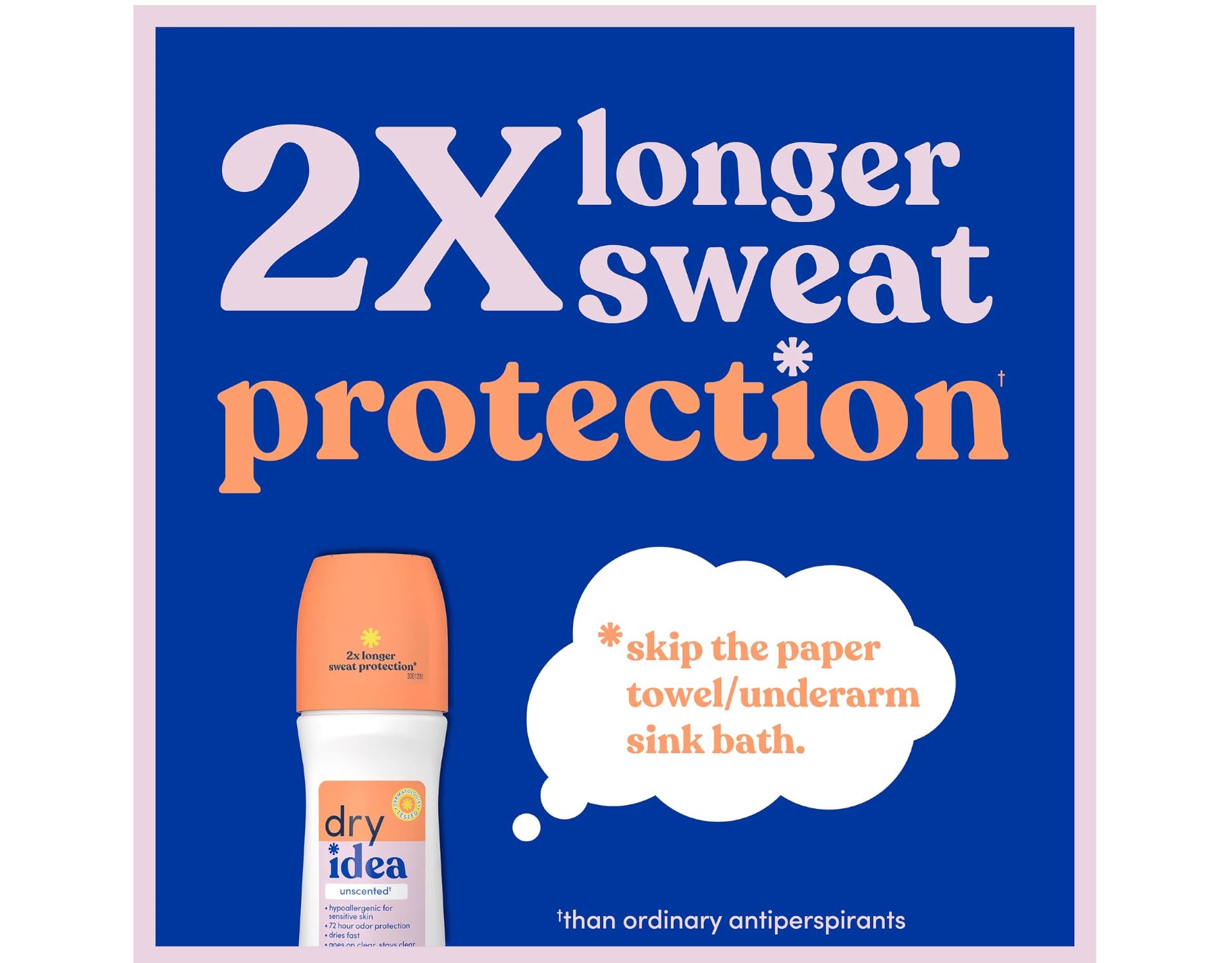 Dry Idea Roll-On Sans Parfum — sans traces blanches sur les vêtements.