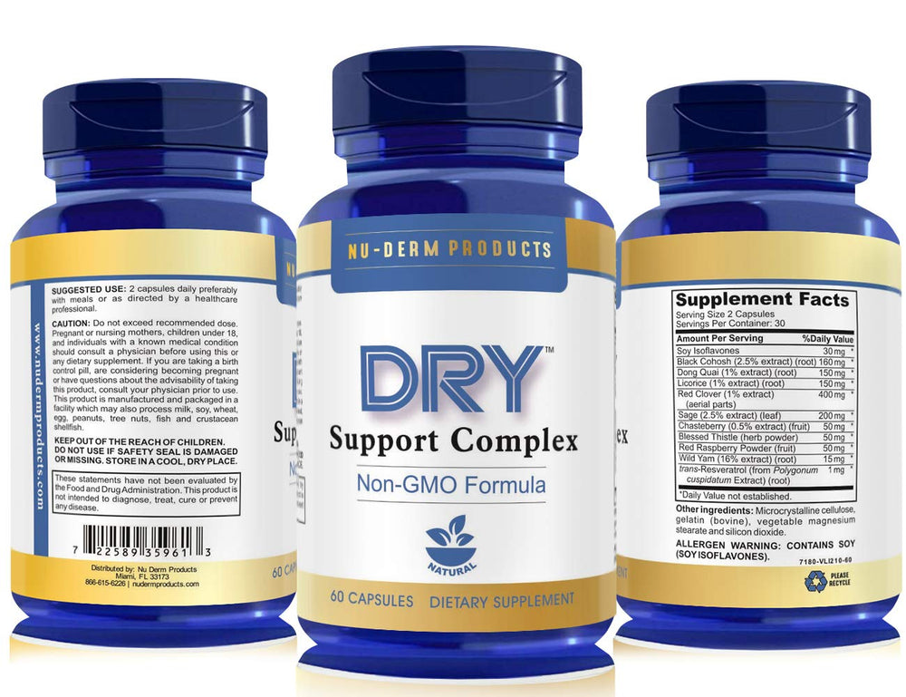 DRY Nuderm – solution orale pour sueurs nocturnes et stress, confort nocturne.