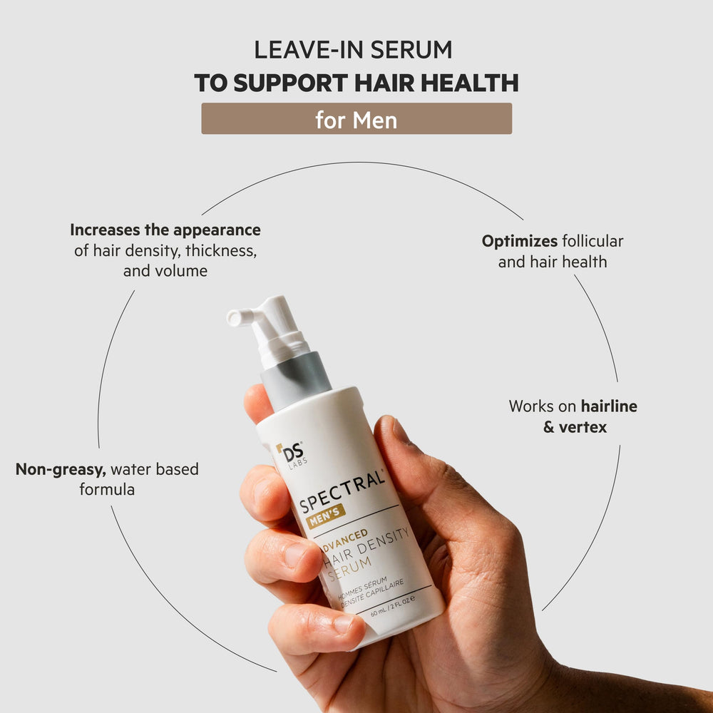 Cheveux visiblement plus volumineux grâce au duo Revita et Spectral Men.