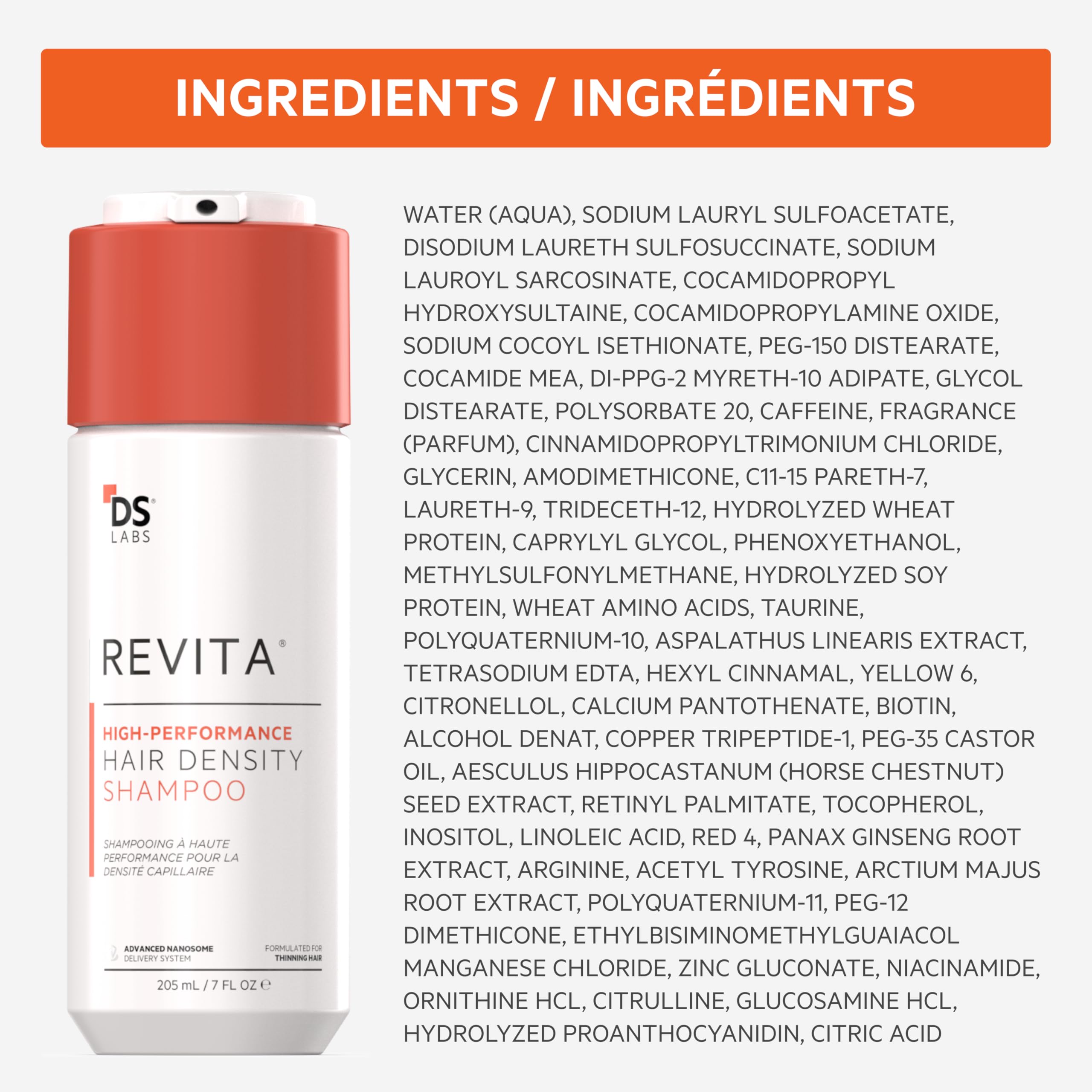 Revita Shampoo DS Laboratories, formule sans sulfates et sans silicones, couleur-safe.