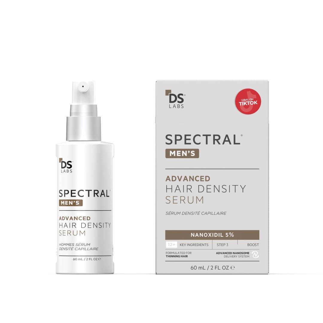 Spectral Men DS Laboratories – bouteille 60 ml, apparence capillaire plus volumineuse.