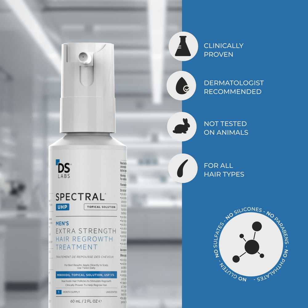 DS Labs Spectral.UHP – emballage pratique et design adapté à la routine masculine.