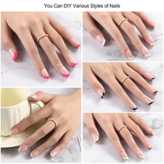 Dsixnails ensemble tailles ongles carré Français, 150 pièces, idéal pour manucure maison précise.