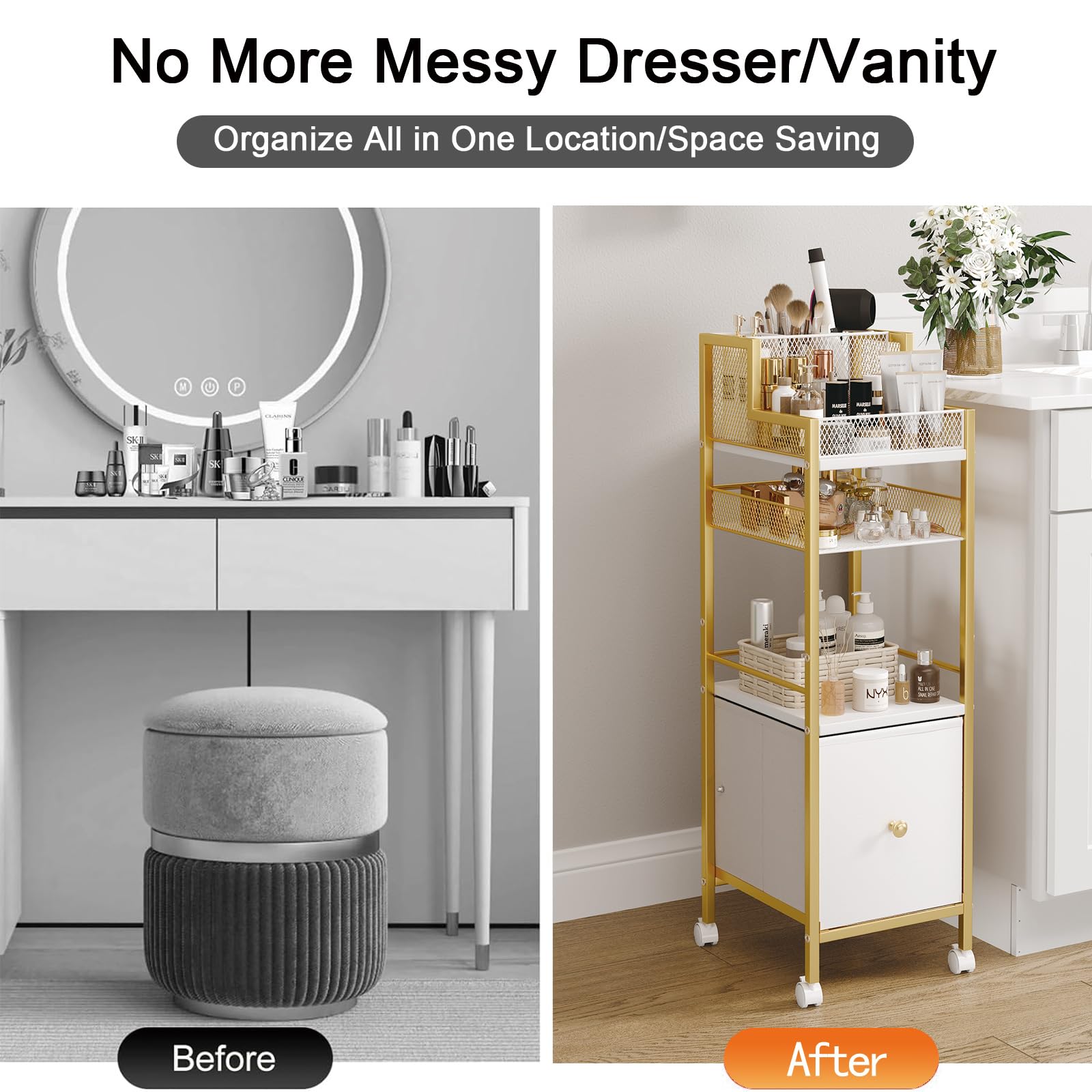 Dsmadn grand tiroir inférieur, stockage des crèmes et accessoires