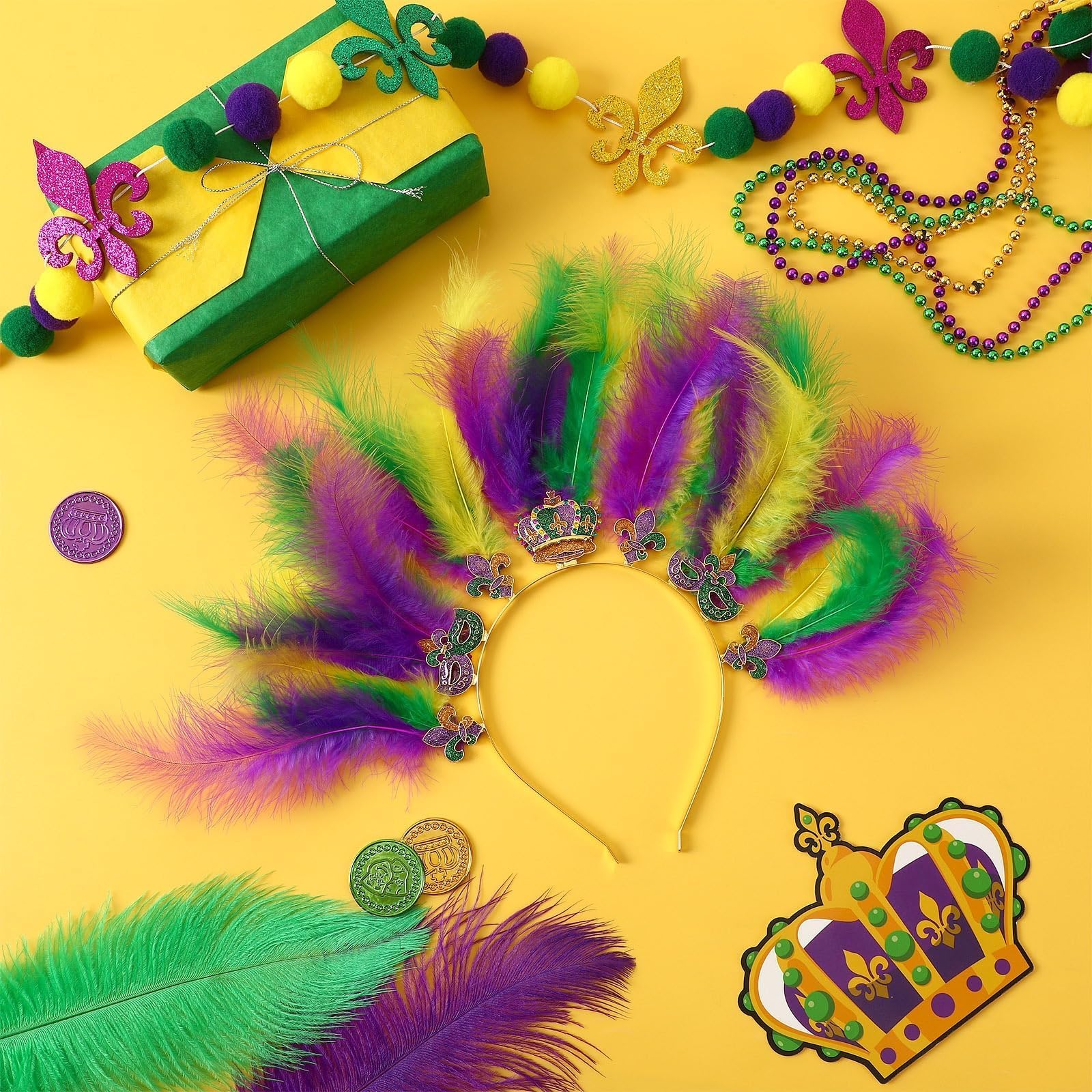 DTOFOOT accessoire cheveux fleur de lis et plumes, pour un look élégant et théâtral