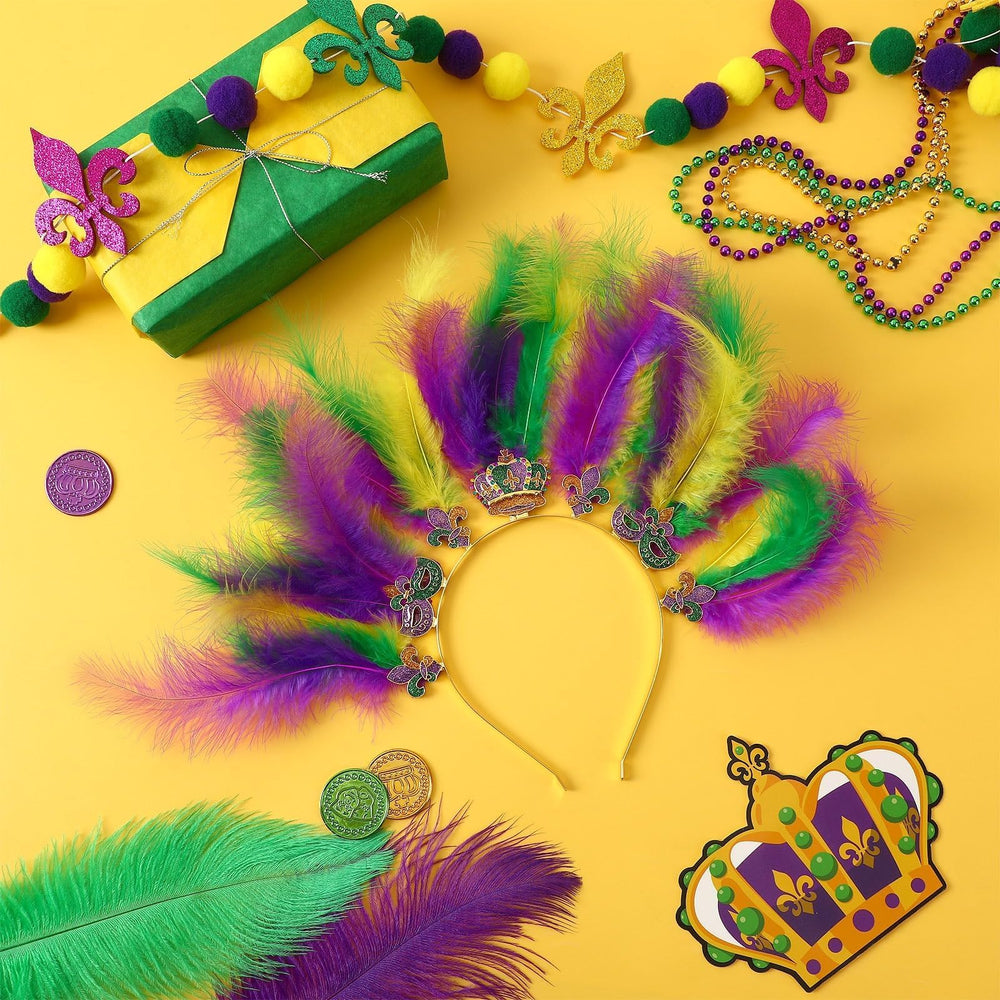 DTOFOOT accessoire cheveux fleur de lis et plumes, pour un look élégant et théâtral