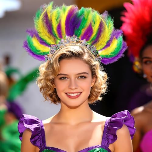 DTOFOOT bandeau cheveux Mardi Gras, plumes et strass pour un style éblouissant