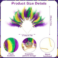 DTOFOOT bandeau-tête Carnaval avec fleur de lis et plumes, chic et festif