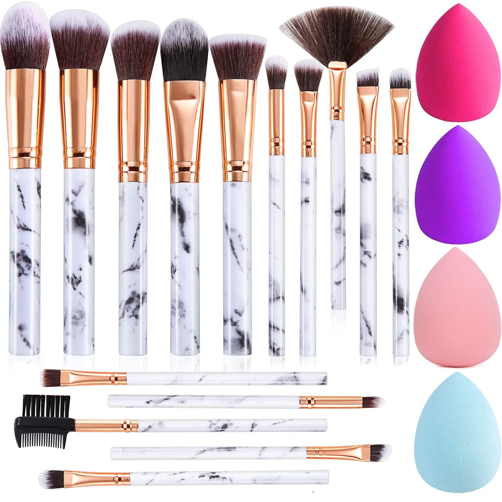 Ensemble DUAIU de pinceaux maquillage marbre pour une application fluide et professionnelle
