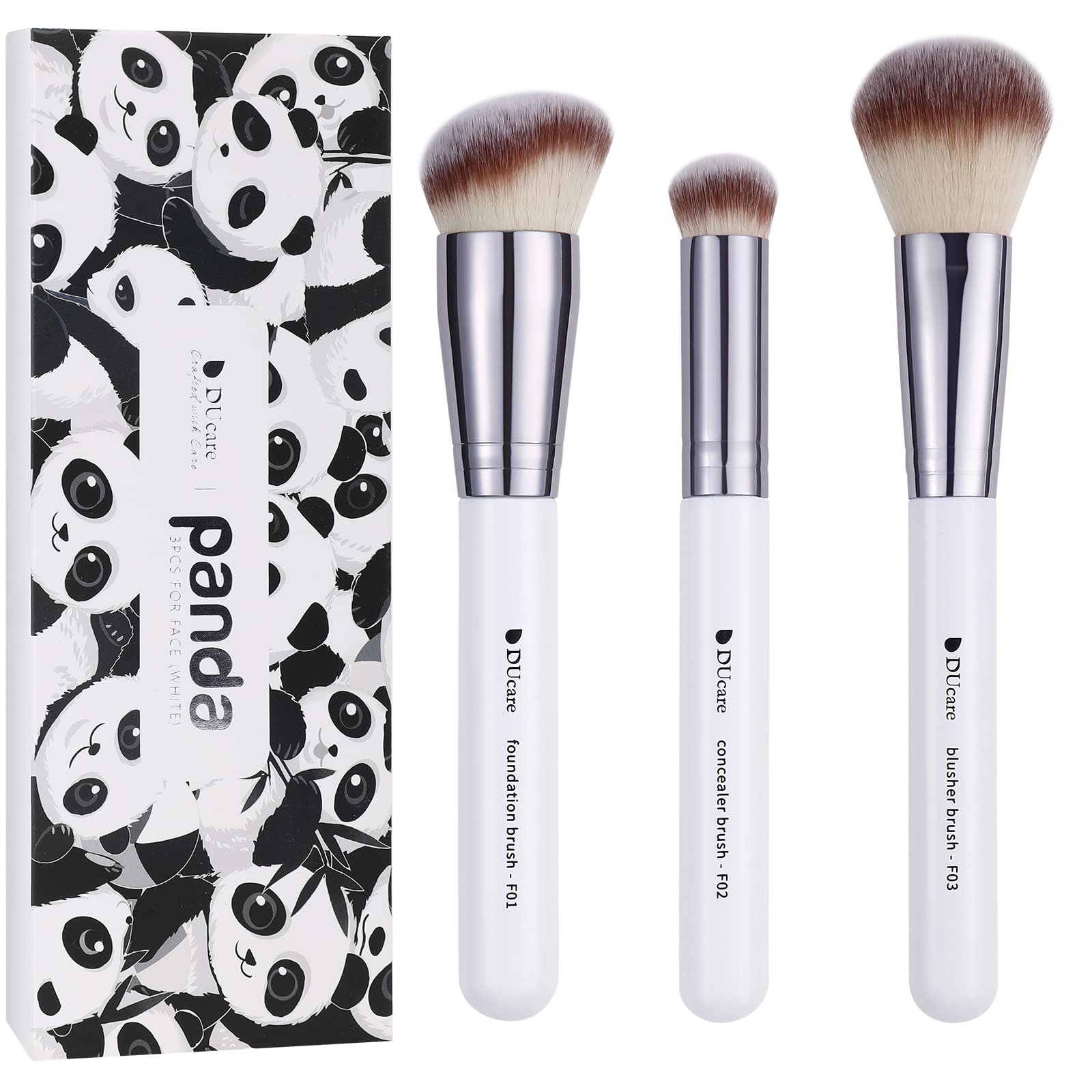 DUcare ensemble pinceaux kabuki 3 pièces, pratique pour le maquillage du visage.