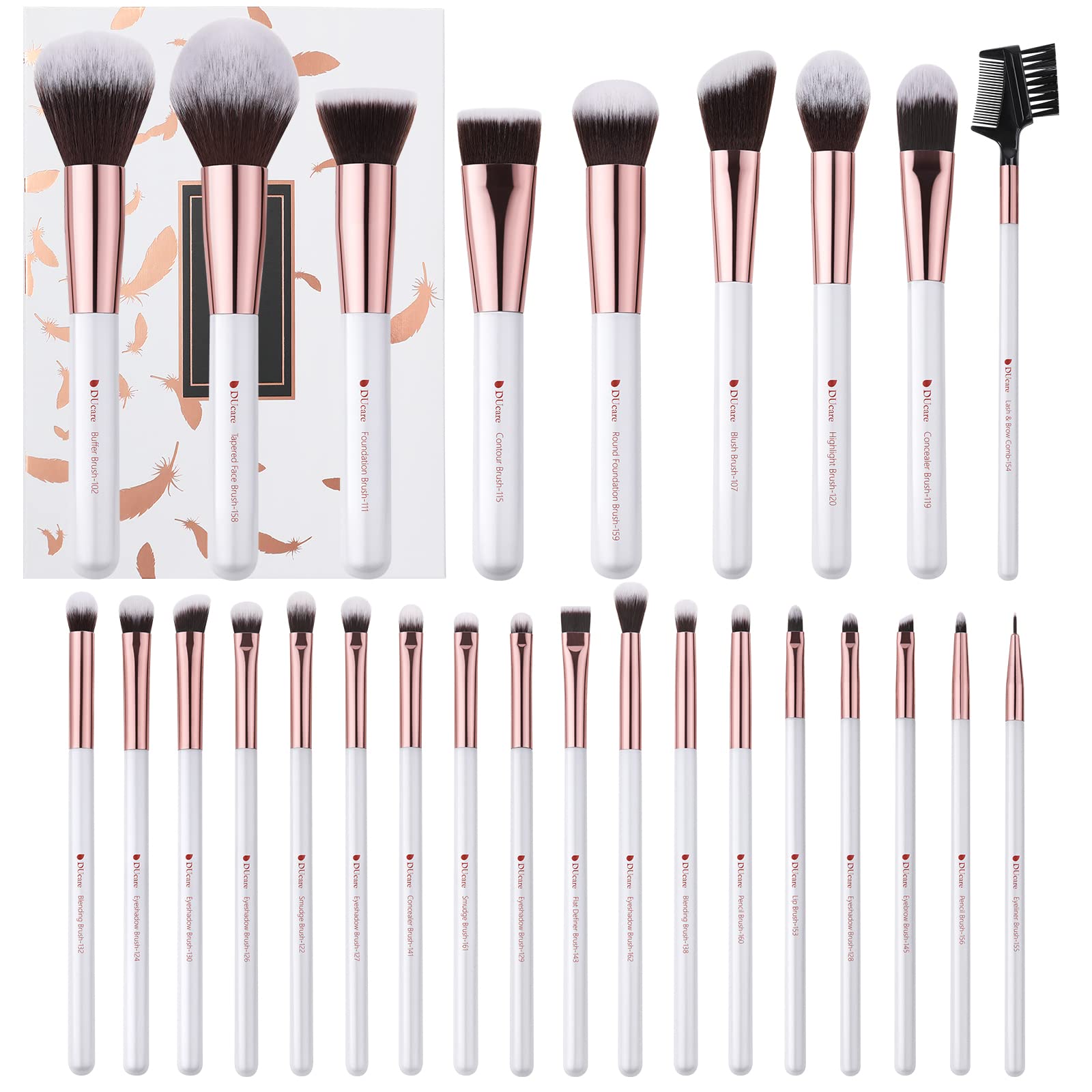 DUcare ensemble pinceaux maquillage 27 pièces pour une application précise et homogène sur le visage.