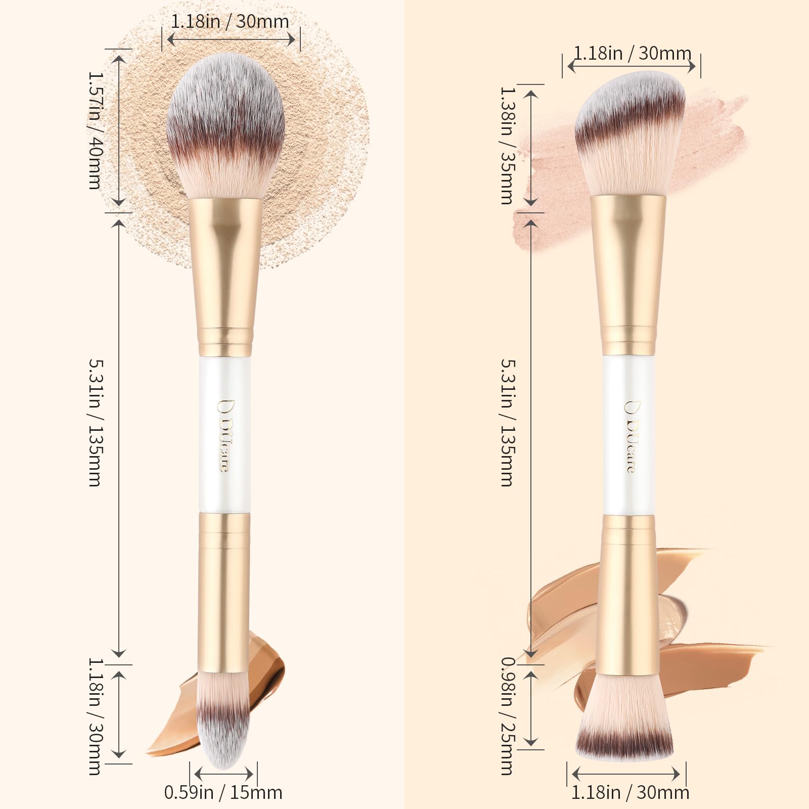Pinceau DUcare double-face visage pour maquillage polyvalent.