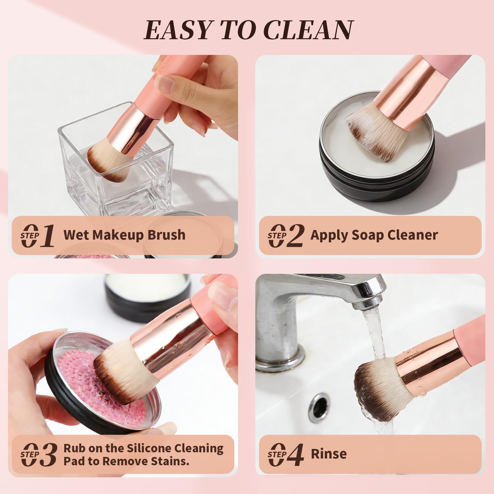 Pinceau plat DUcare, prise en main comfortable pour votre routine maquillage.