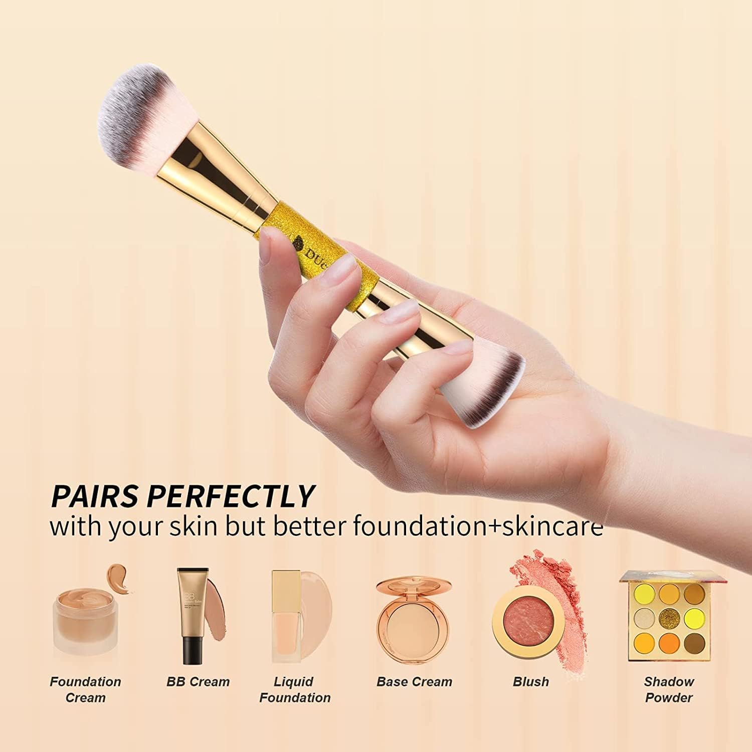 Poignée glitter dorée DUcare pour une allure luxueuse.