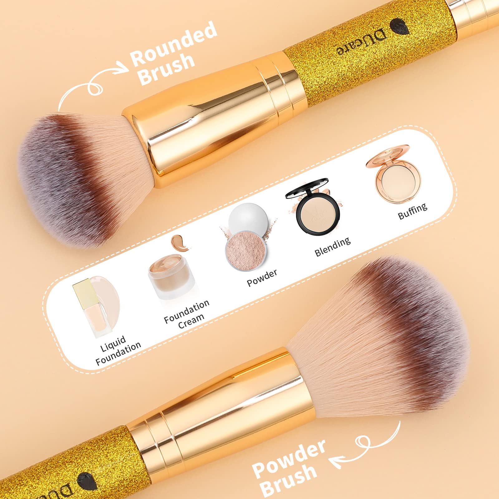 DUcare poignée avec détails paillettes dorées pour une finition luxueuse.