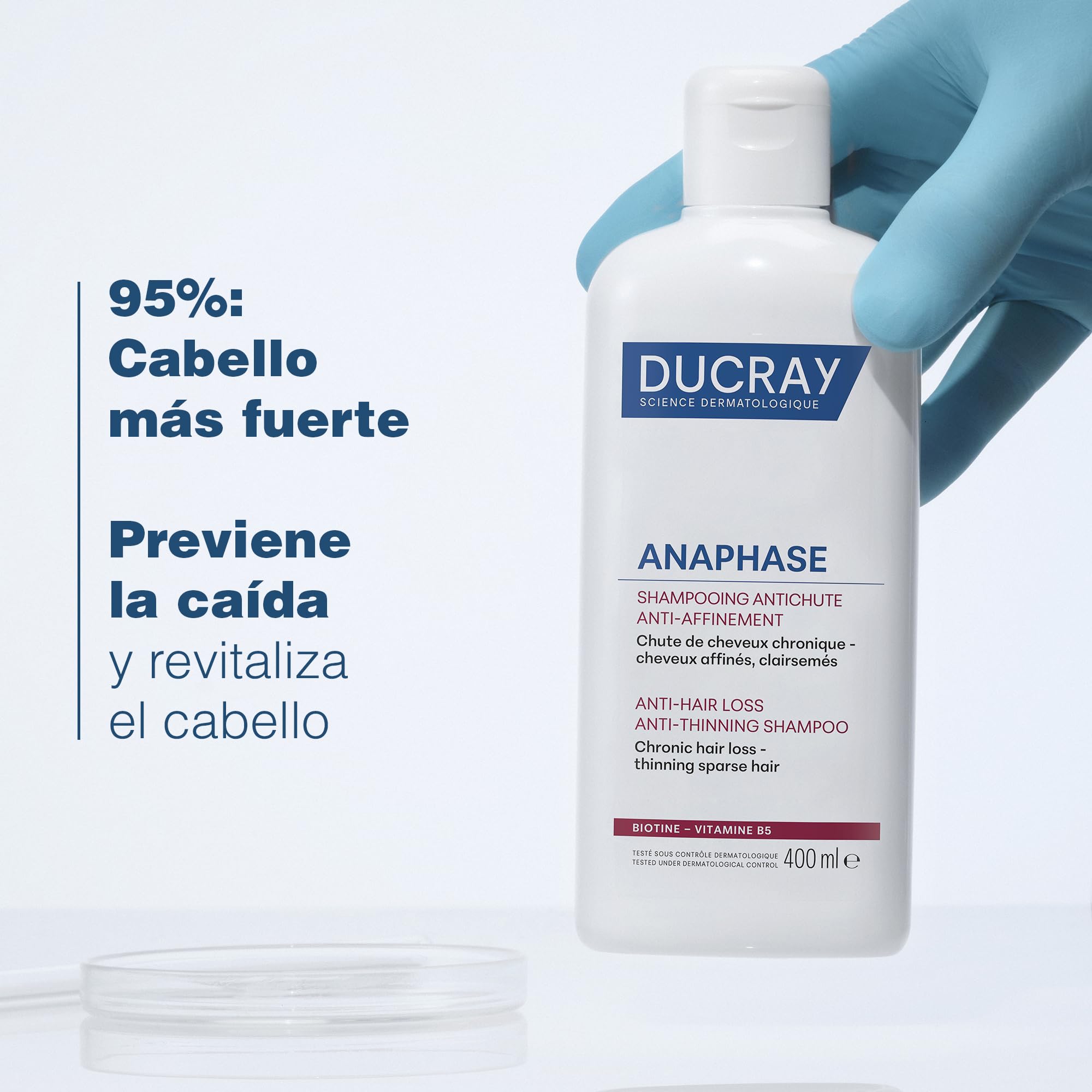 Ducray Anaphase+ Shampoing – mousse légère pour démêlage en douceur.
