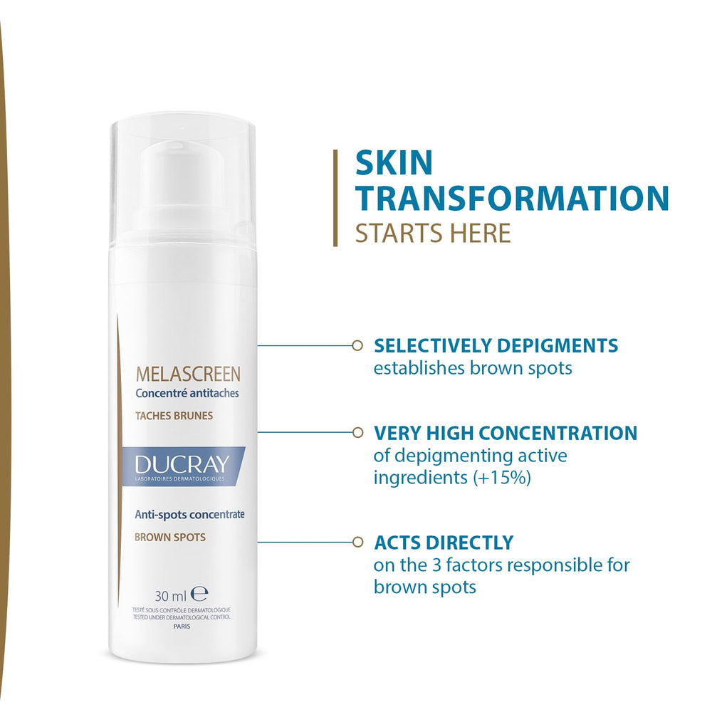 Ducray Melascreen Concentrate: application ciblée sur les zones concernées, routine anti-taches.