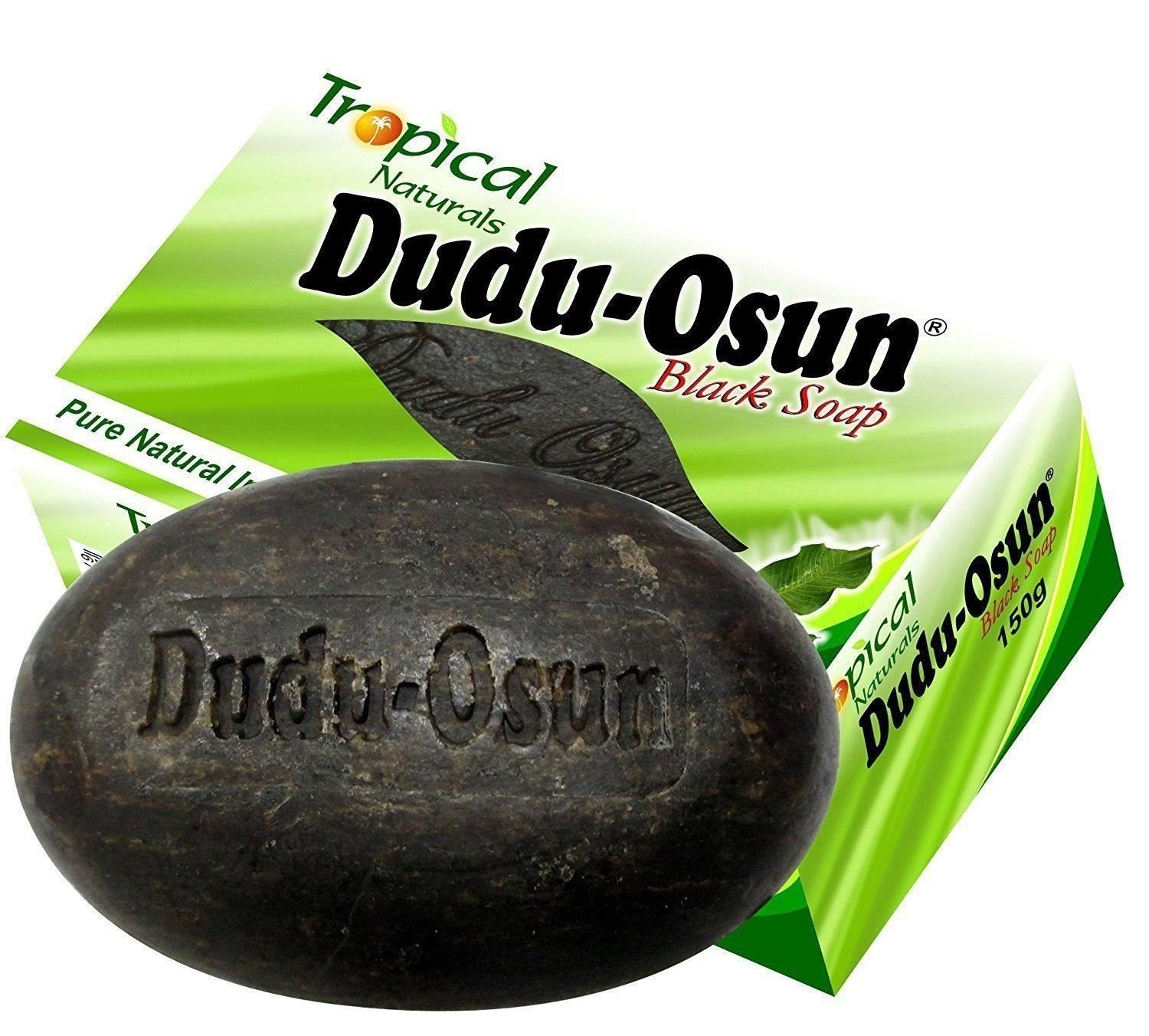 Ingrédients naturels et herbes africaines du savon Dudu-Osun pour peau équilibrée.