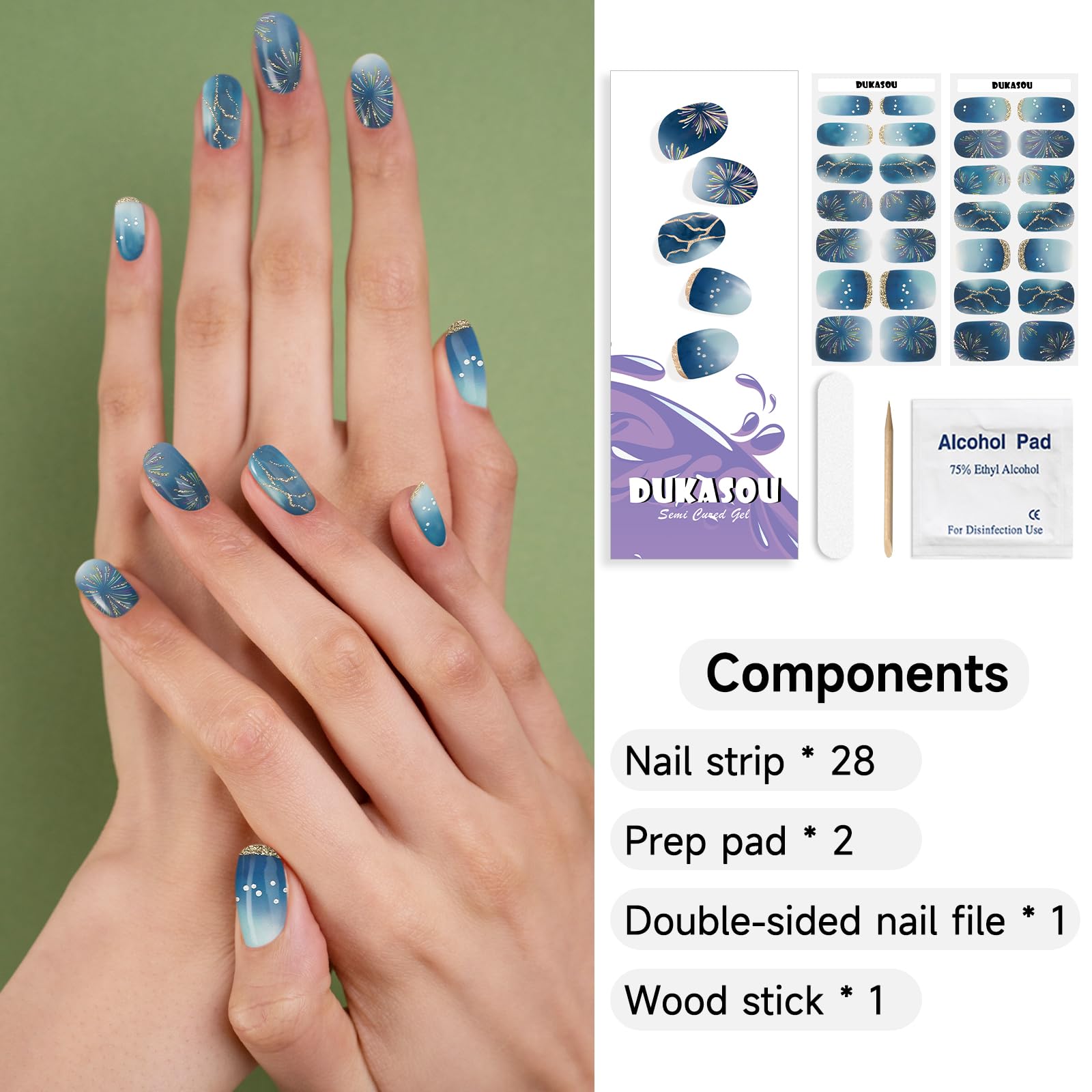 Application des bandes gel Stars Shine sur l'ongle et bord final propre.