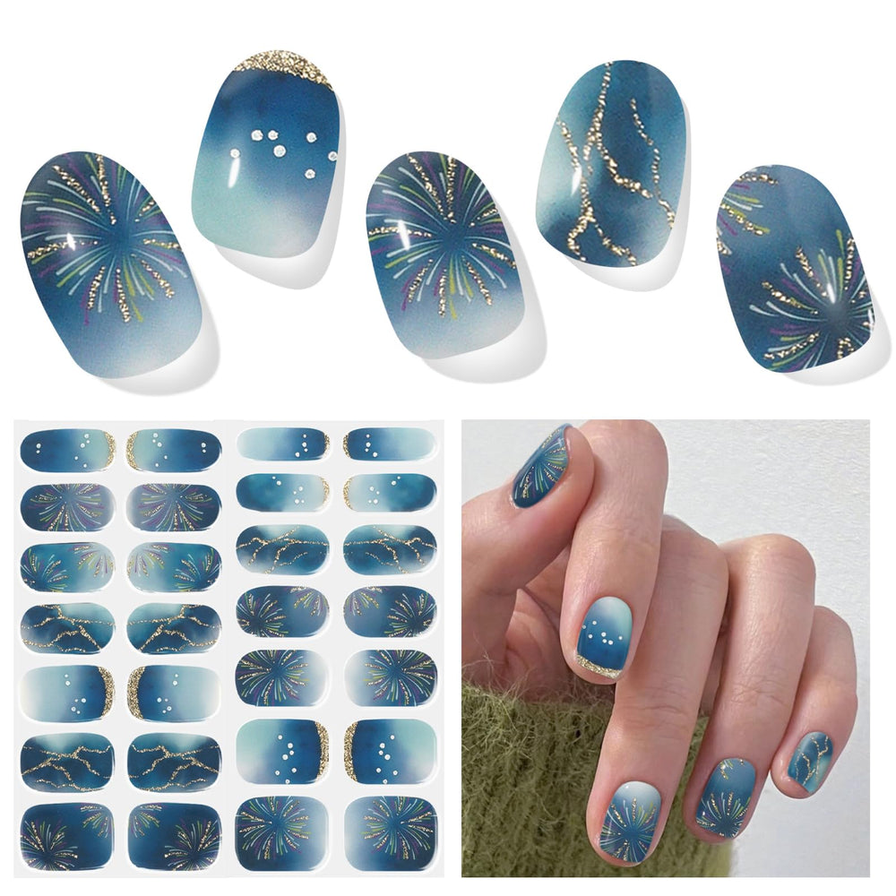 DUKASOU Bandes gel Stars Shine, pack de 28 pièces pour une manucure rapide à domicile.