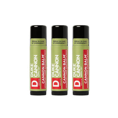 Baume tactique Duke Cannon pack triple SPF 15 pour l'extérieur.