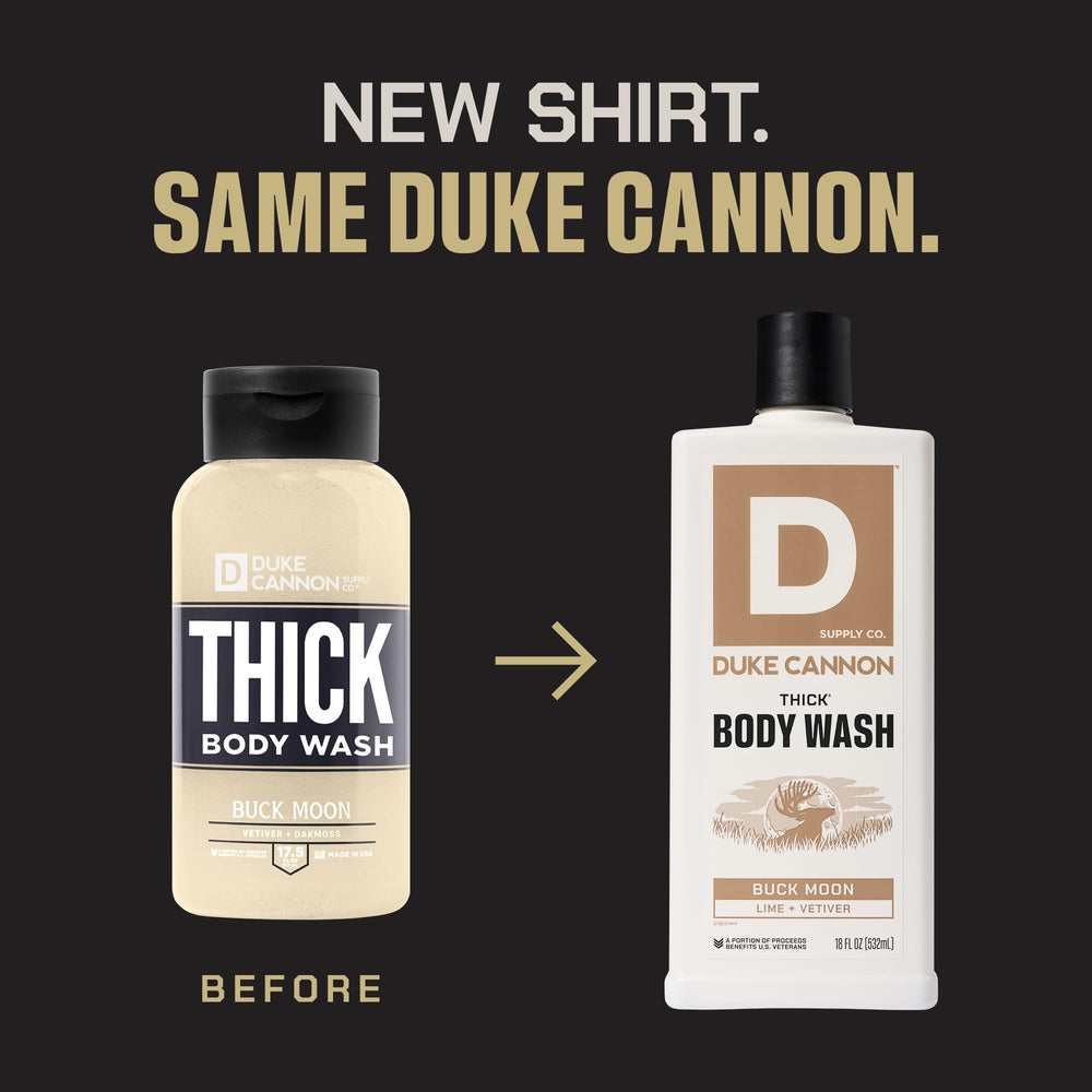 Duke Cannon Buck Moon - etiquette dos en gros plan.