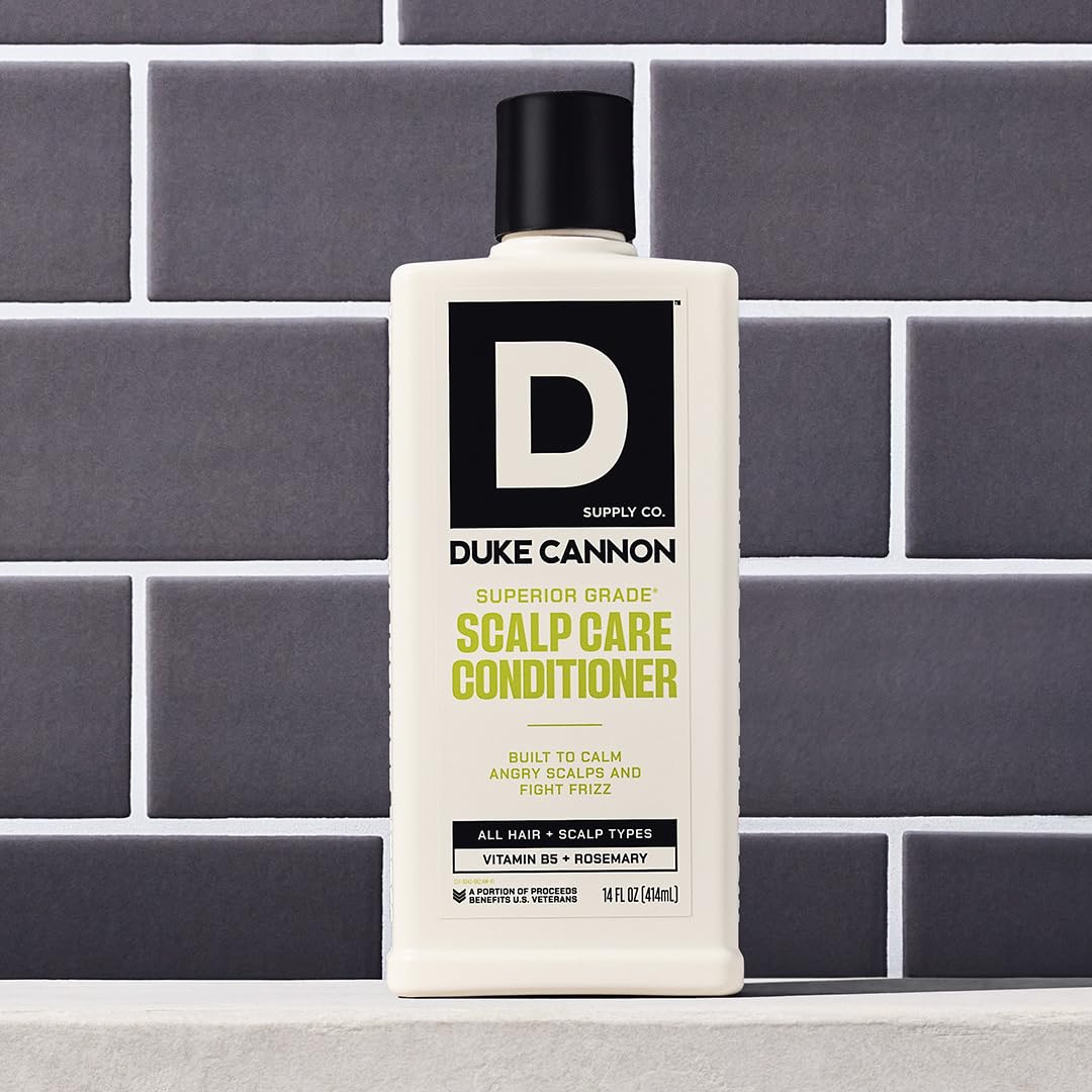 Conditionneur Duke Cannon en rayon démontrant douceur et absence de sulfates.