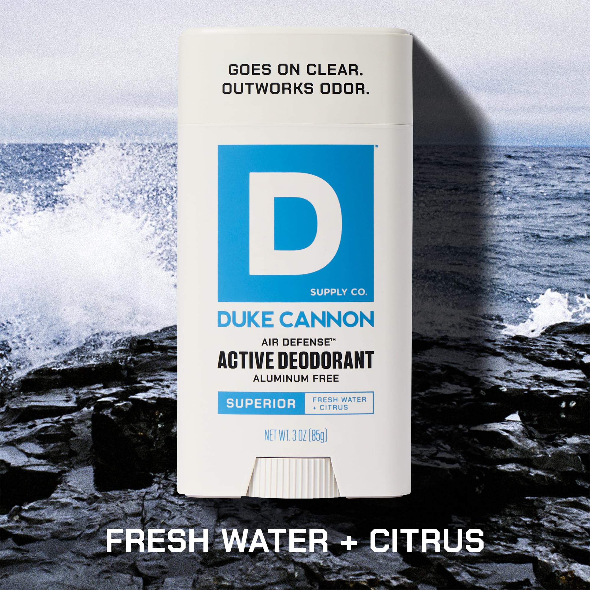 Duke Cannon Air Defense déodorant avec aloé vera et vitamine E apaisants.