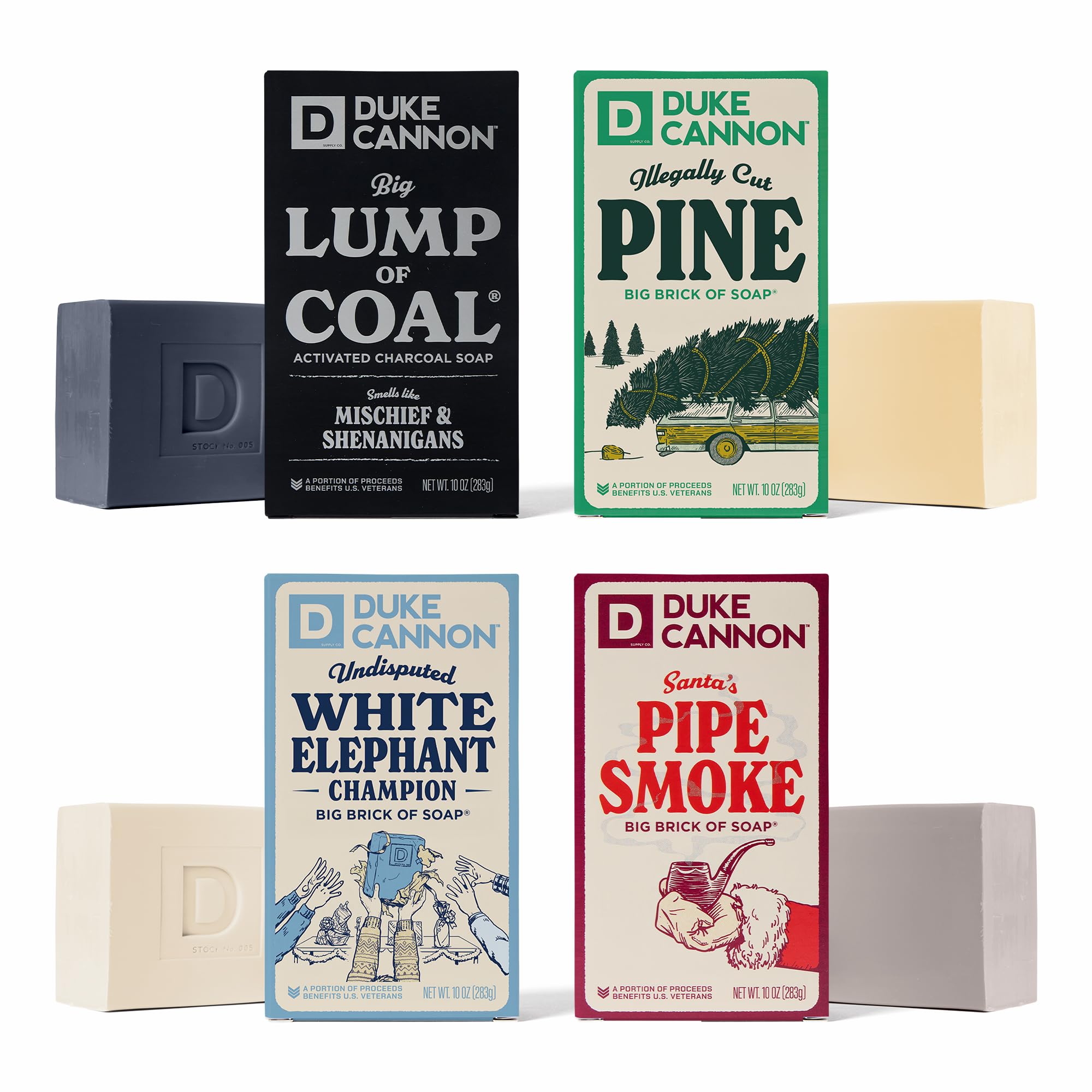 Savon Duke Cannon Big Brick Noël Pipe Fumée, longue durée et parfum boisé.