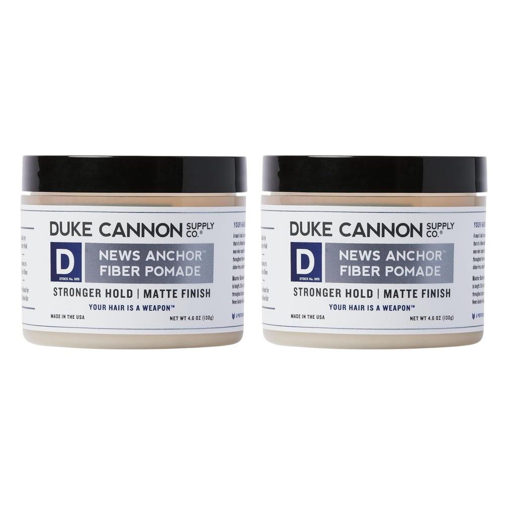 Duke Cannon News Anchor Pomade Pack: tenue forte et fini mat, parfum cédré-santal.