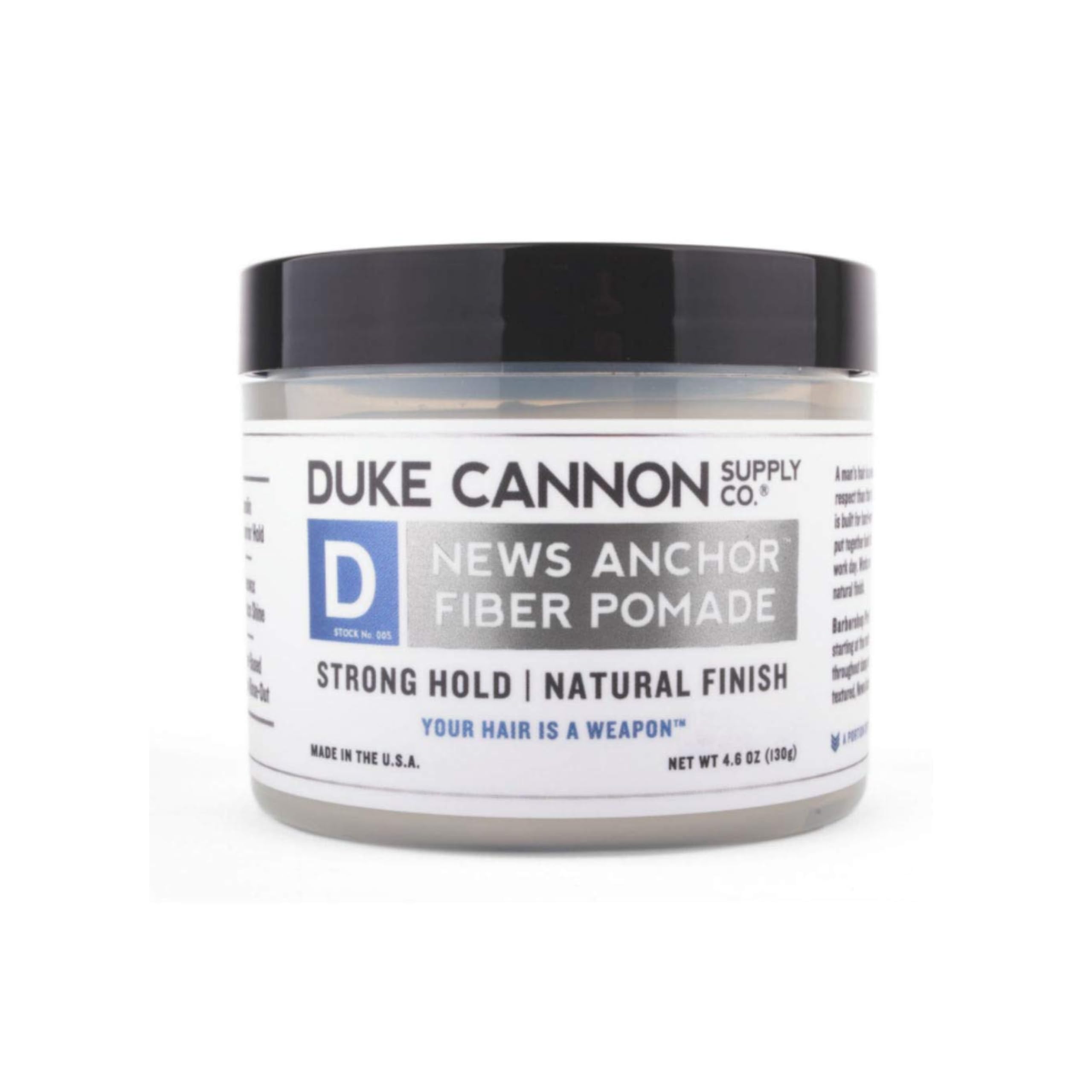 Duke Cannon News Anchor Pomade Pot: formule lavable et sans résidu gras.