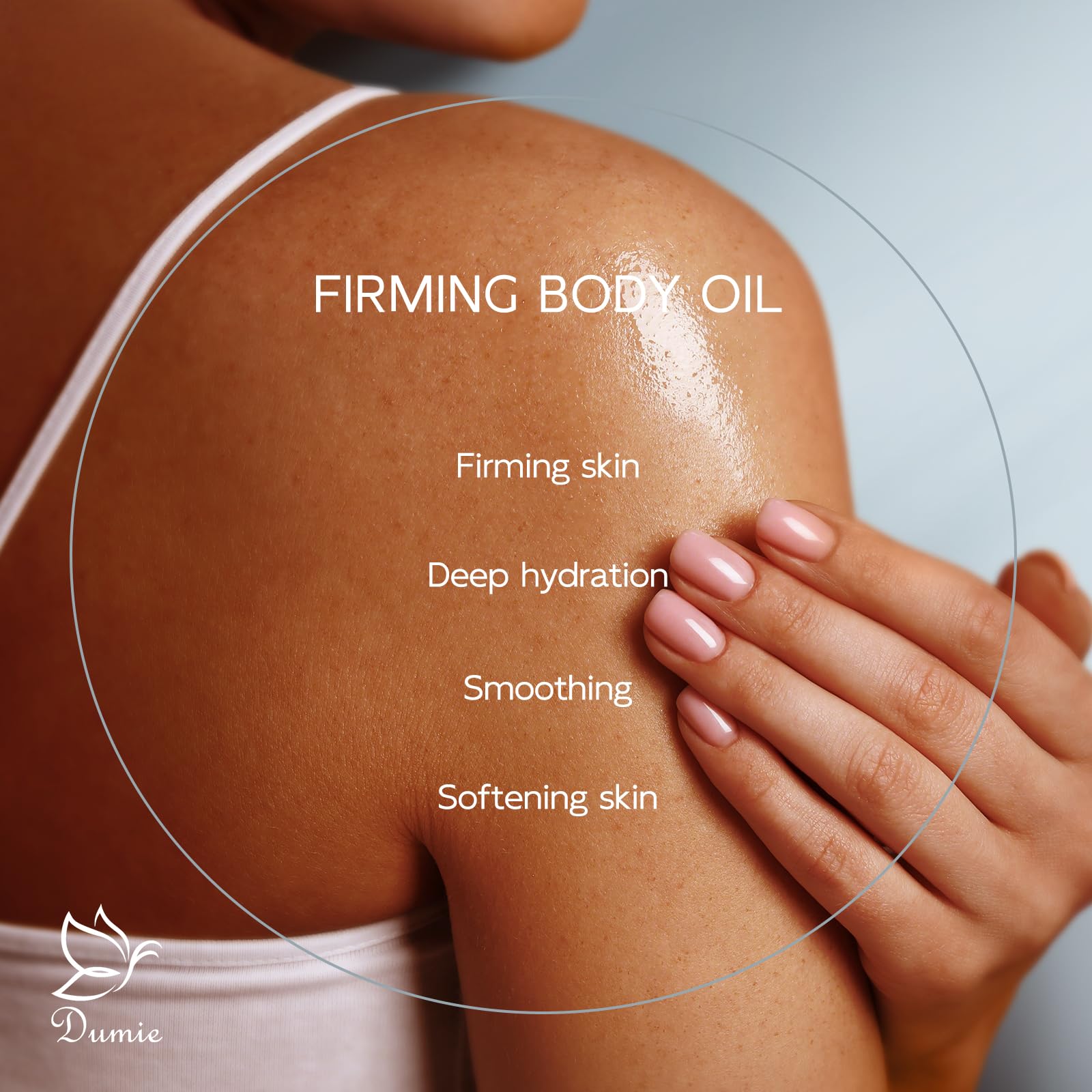 Dumie huile raffermissante – texture légère et absorption rapide sur la peau.