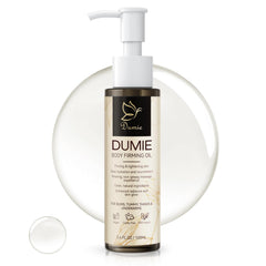 Dumie huile raffermissante pour le corps – bouteille élégante et hydratation quotidienne.