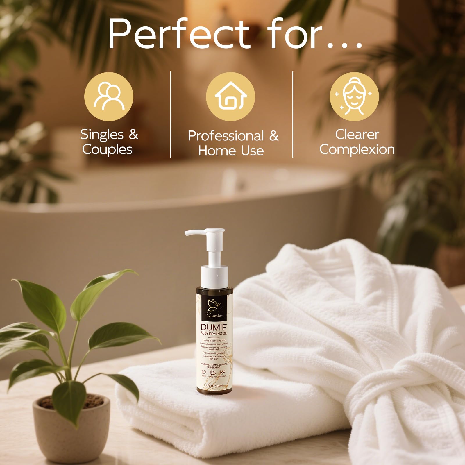 Dumie huile raffermissante – soin corporel quotidien et hydratation durable.