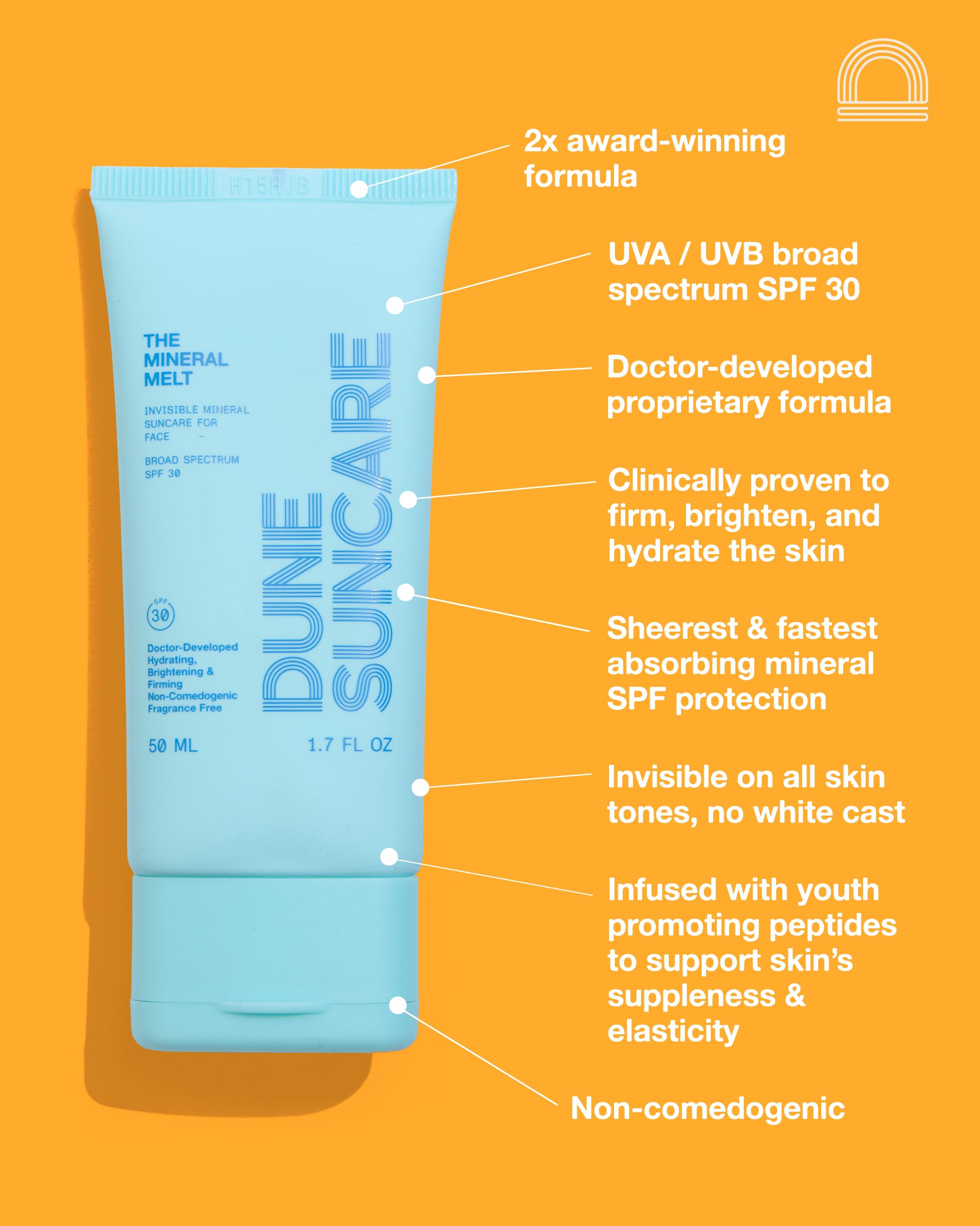 DUNE SUNCARE Fusion Minérale Visage: application rapide sans trace blanche.