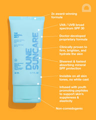 DUNE SUNCARE Fusion Minérale Visage: application rapide sans trace blanche.