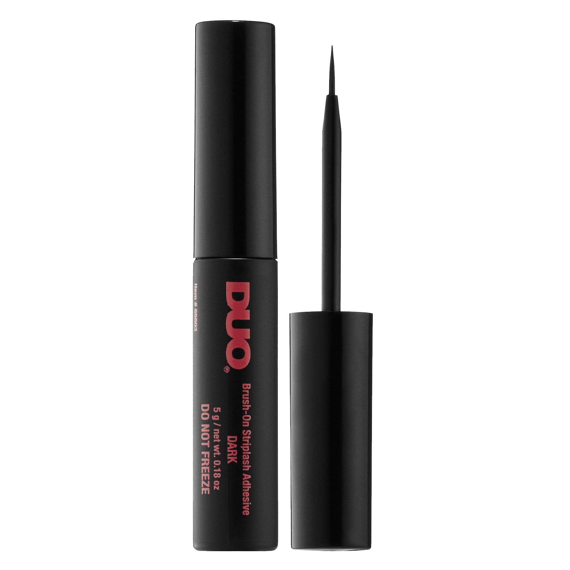 DUO adhésif faux-cils avec brosse, démonstration d'une application facile.